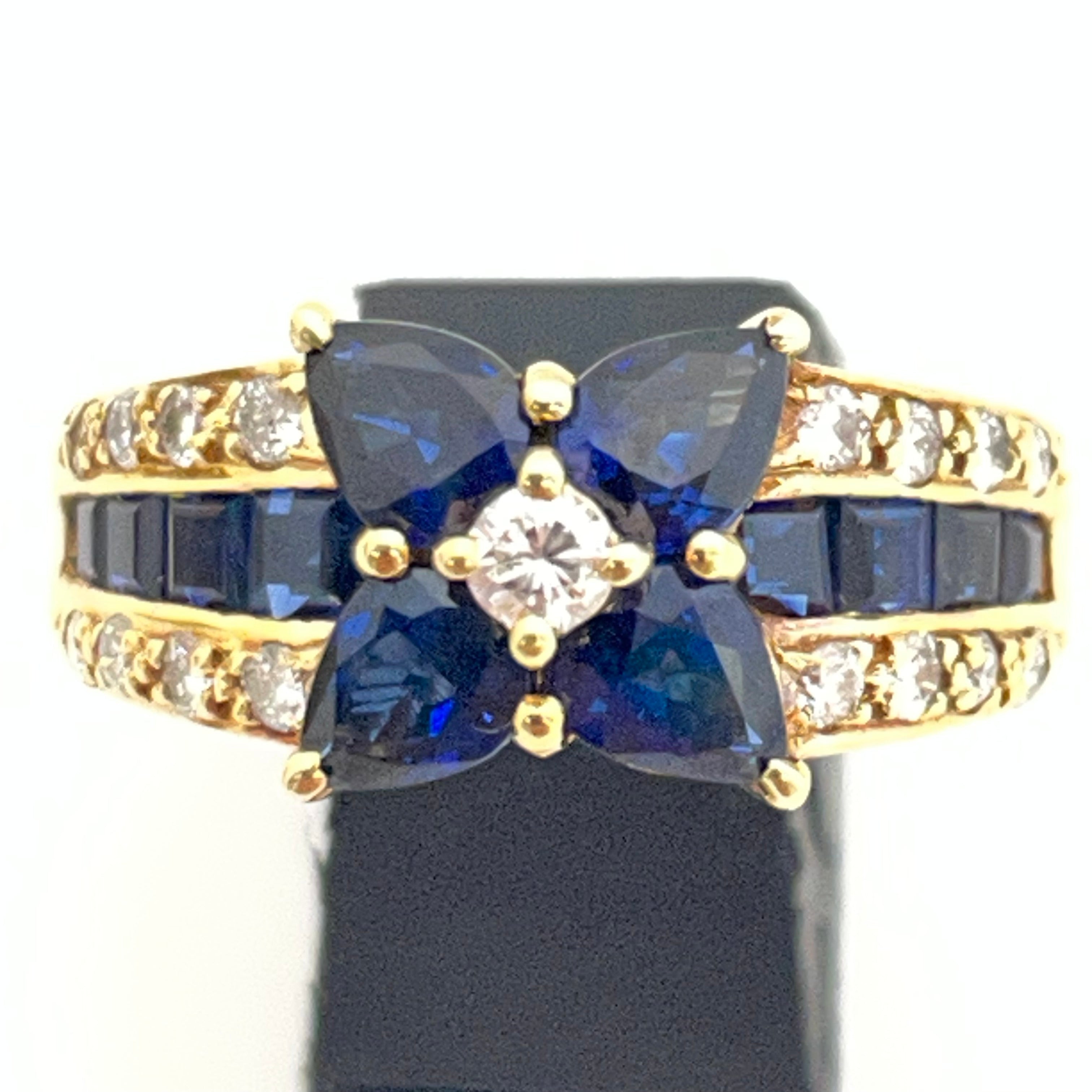 ノンブランド _K18サファイアリング _S:1.46/0.92 FD:0.35ct _6.5g/#14号_ 中古品