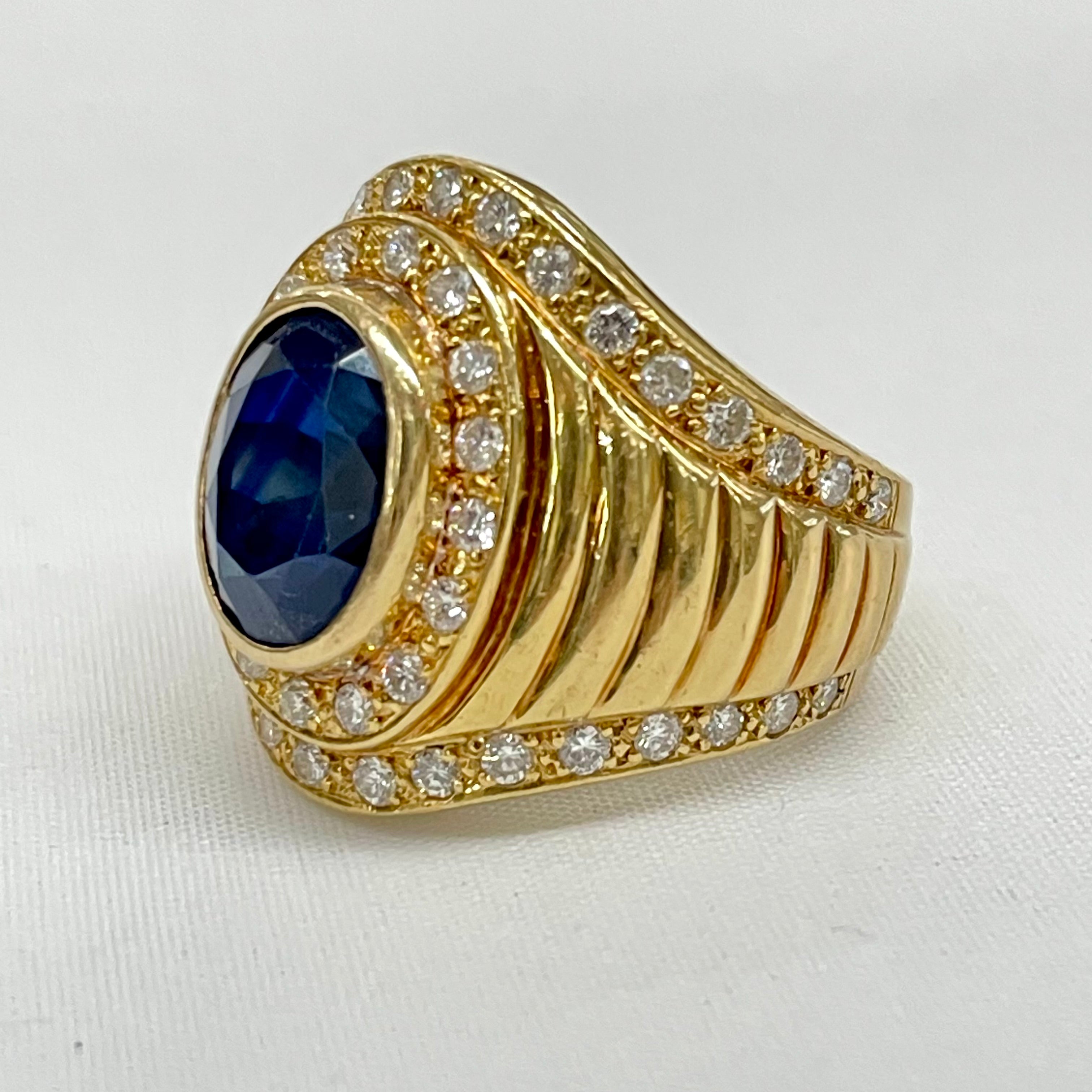 ノンブランド _K18サファイアリング _S6.65ct/FD1.24ct/22.2g/#17.5号_中古品