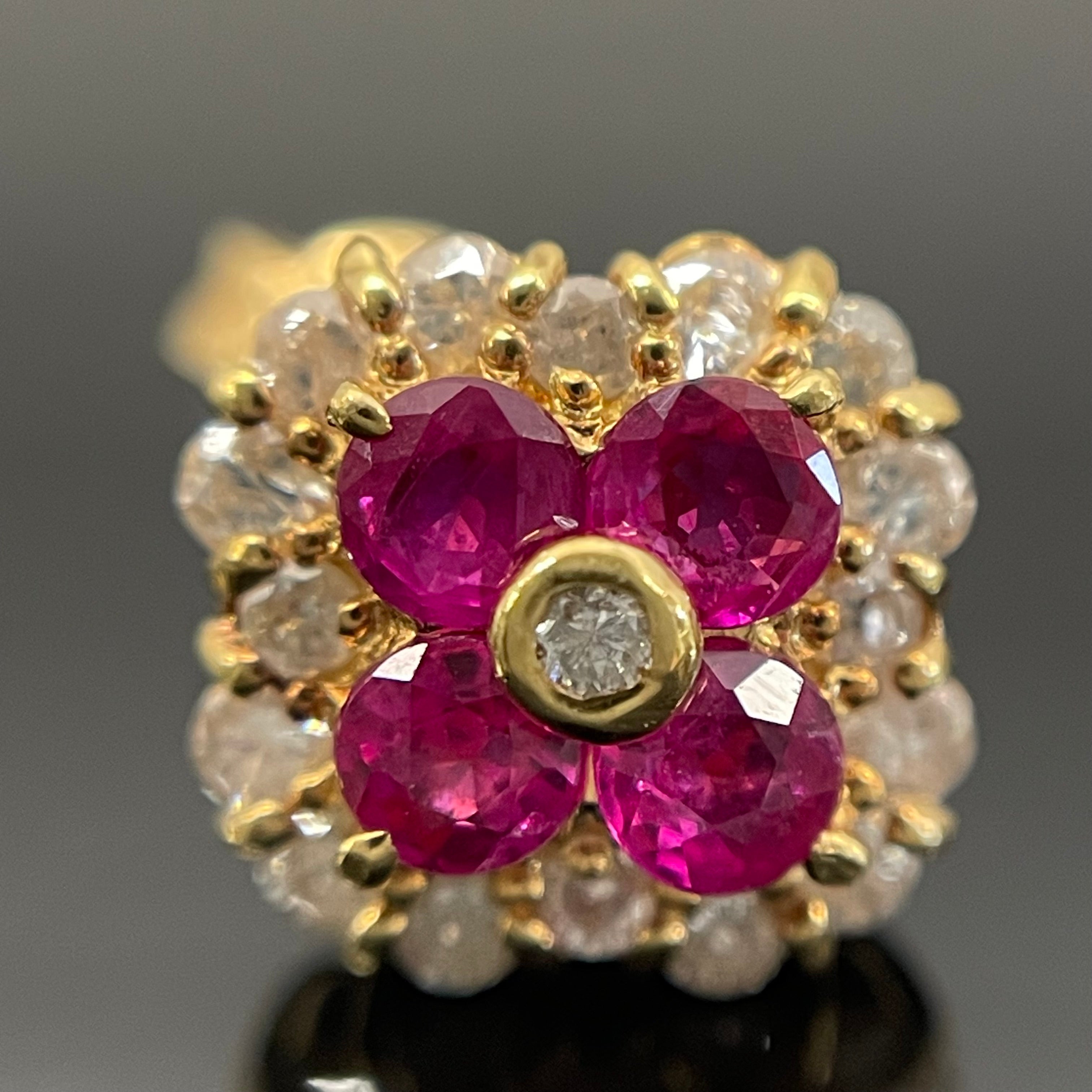 ノンブランド _K18色石ピアス _ルビー/サファイア/ダイヤ_ R0.25ct/S0.25ct_ 中古品