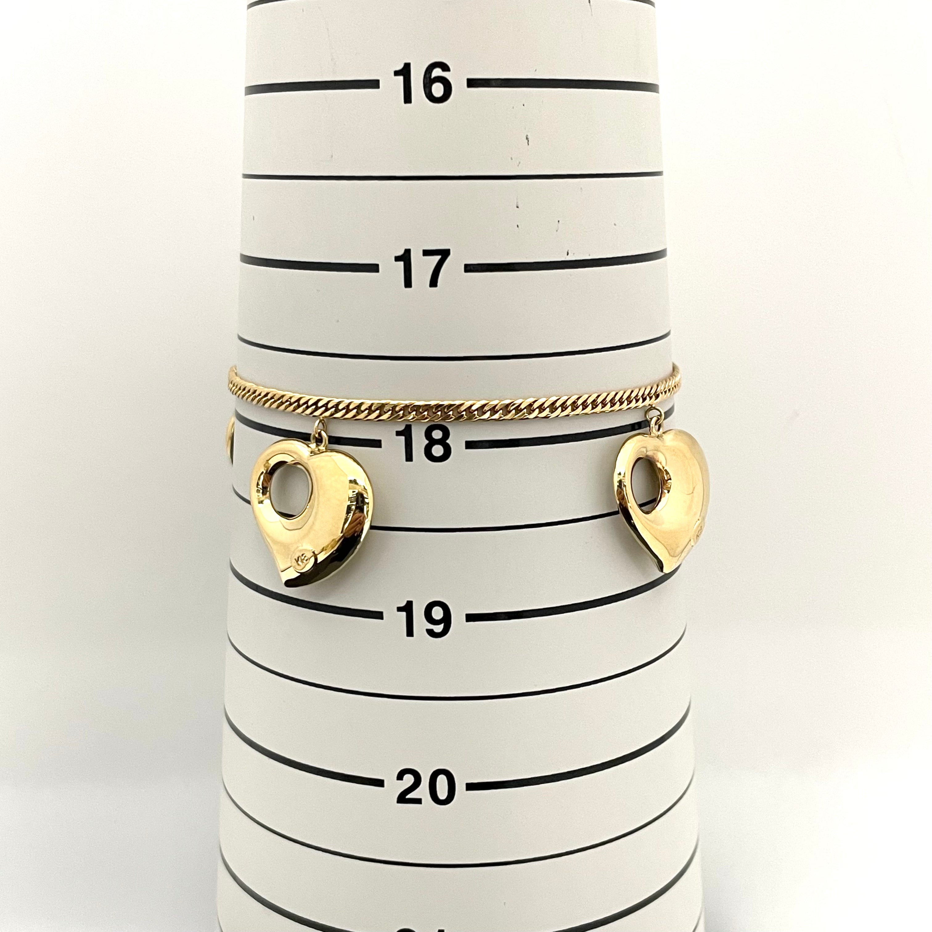 ノンブランド _K18/8.8g/17.5cm_ W6面カット ブレスレット_(ハートチャーム付き)_中古品