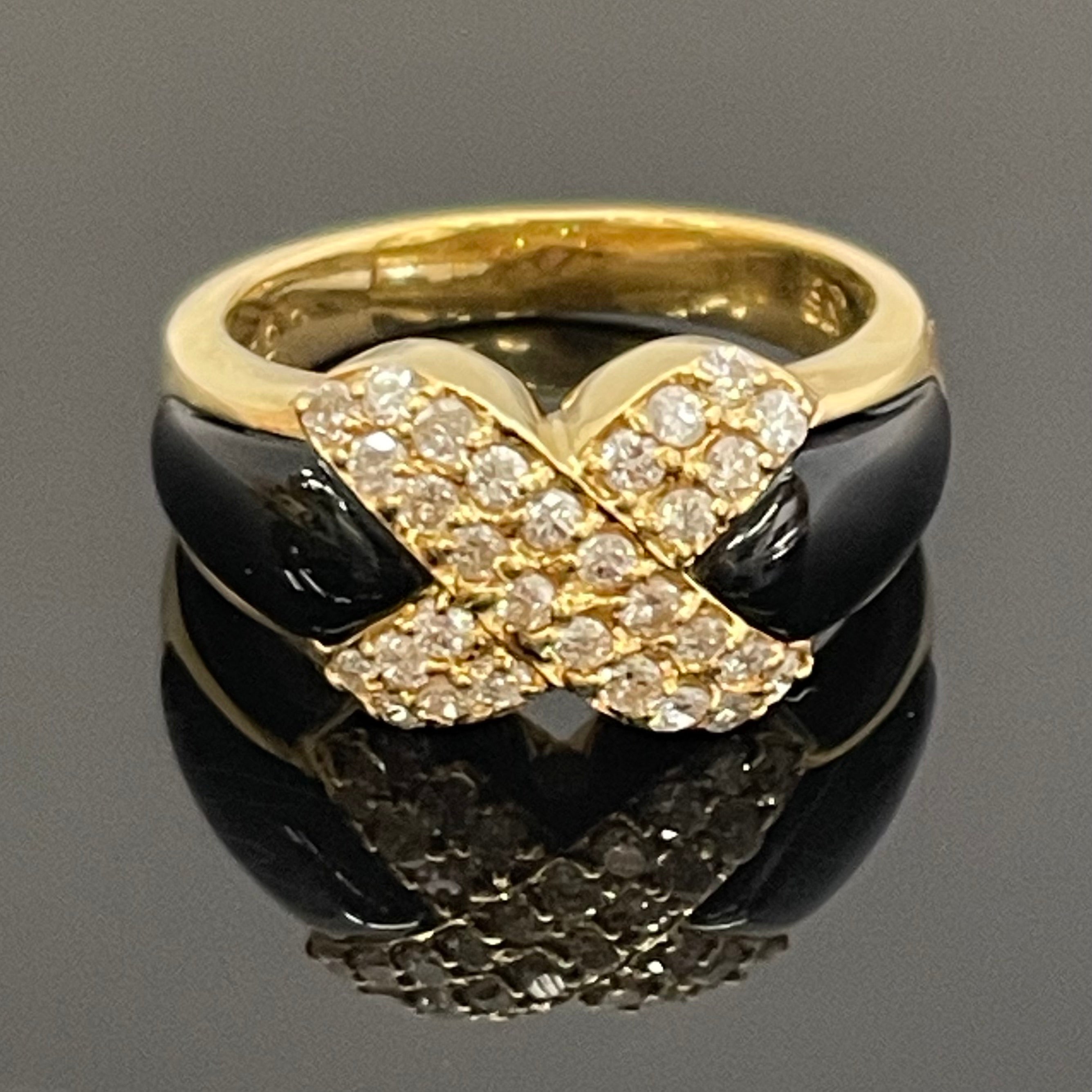 ノンブランド _K18ファッションリング _ダイヤモンド/オニキス _FD0.50ct/6.9g/#12.5号 _中古品