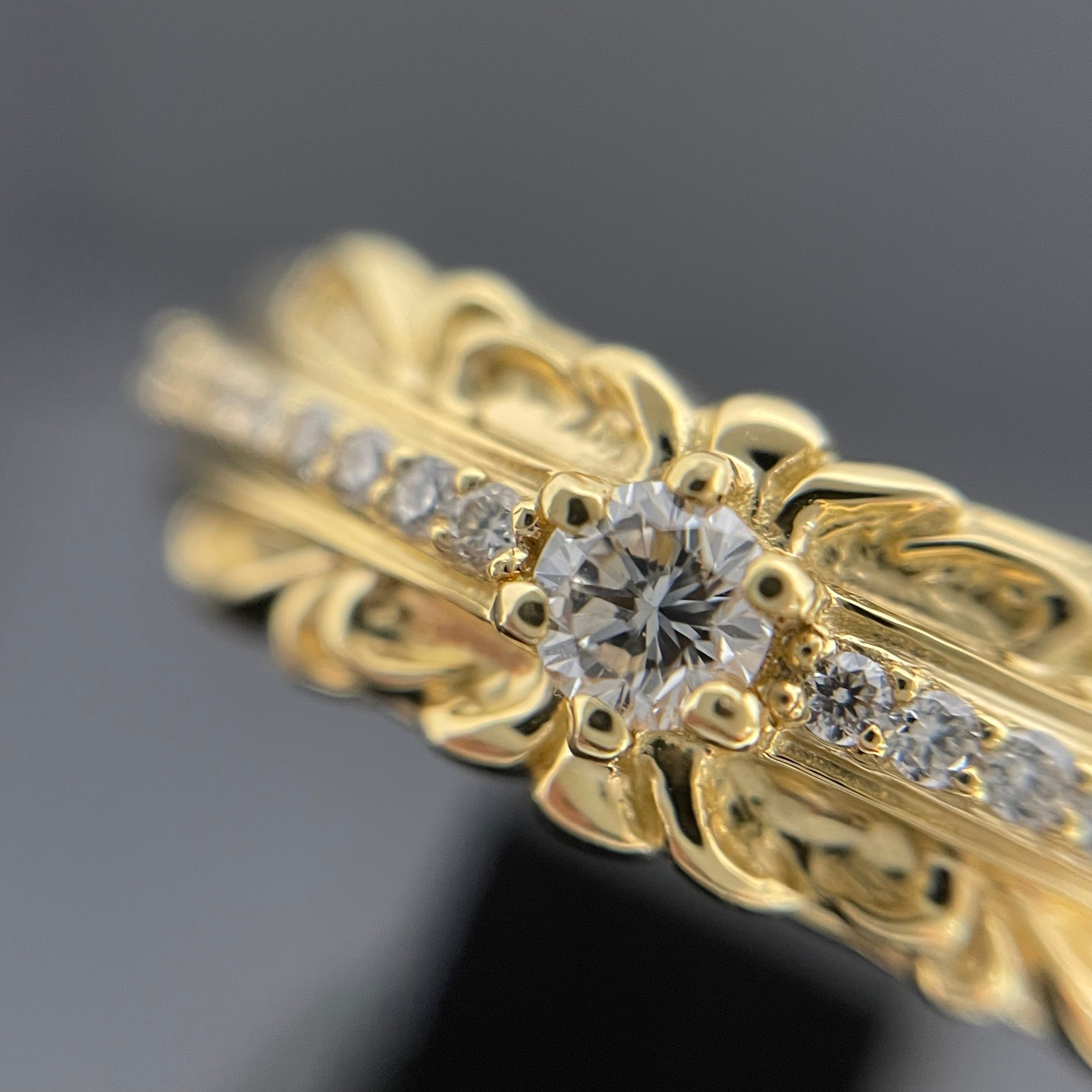 ゆきざき _REGALIA _イエローゴールド _ダイヤモンド リング_K18YG/D0.12ct FD0.18ct/#20号_ 中古品