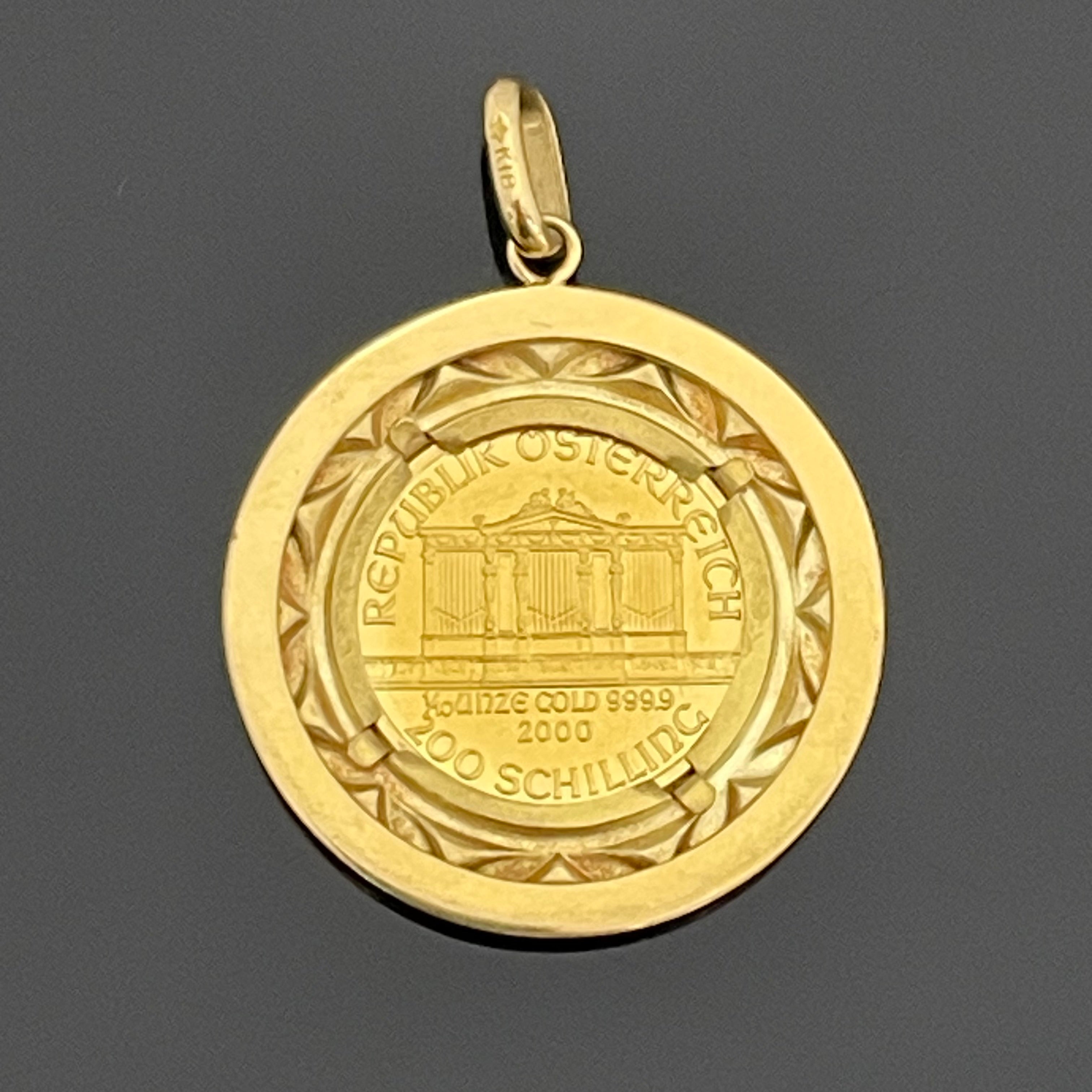 GINZA TANAKA_(ギンザタナカ)_ウィーンハーモニー金貨 _ペンダントトップ _純金1/10oz・枠K18/総重量6.2g _中古品