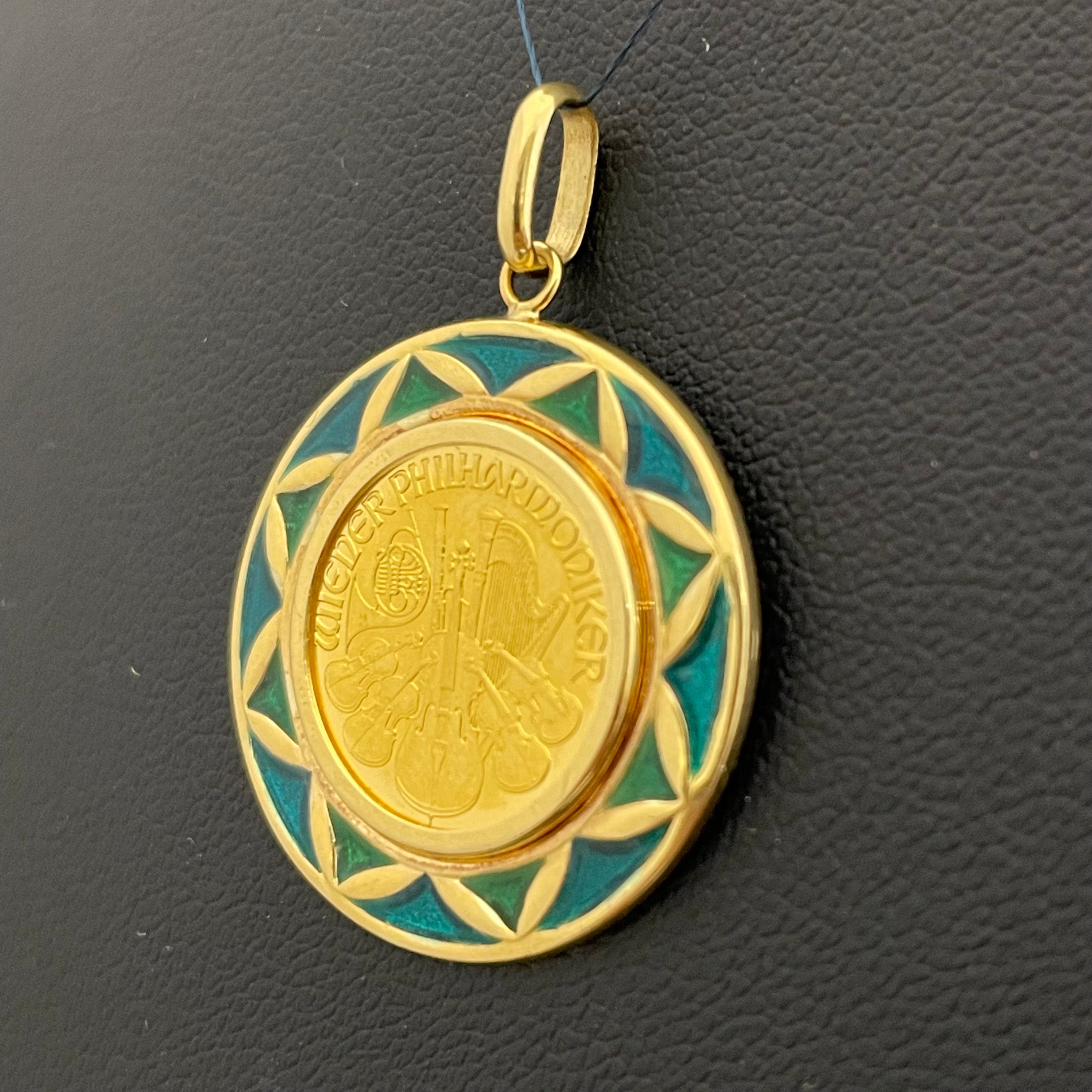 GINZA TANAKA_(ギンザタナカ)_ウィーンハーモニー金貨 _ペンダントトップ _純金1/10oz・枠K18/総重量6.2g _中古品