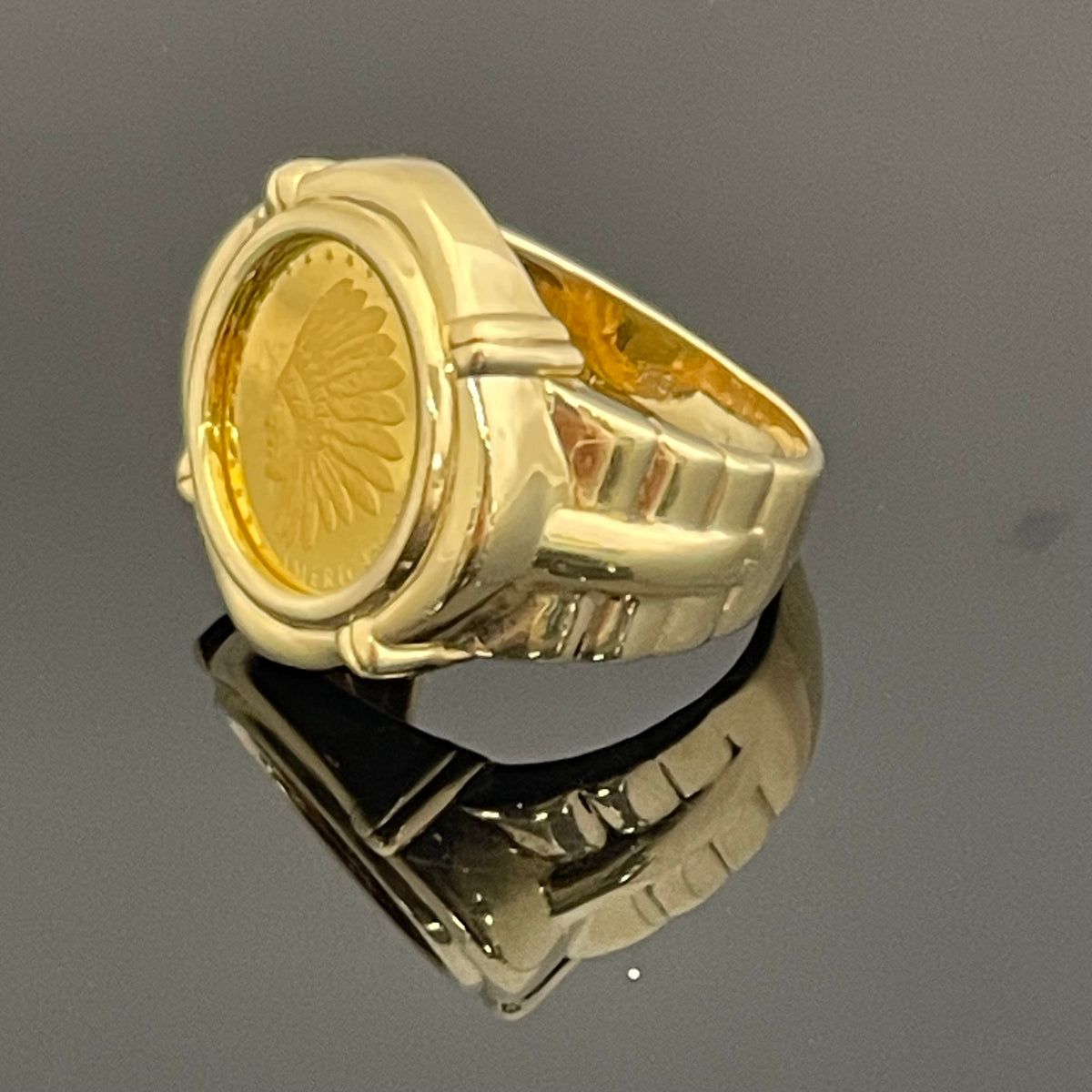 アメリカンヒストリー _純金コインリング_1/25oz/K18/10.2g/#15_ 中古品