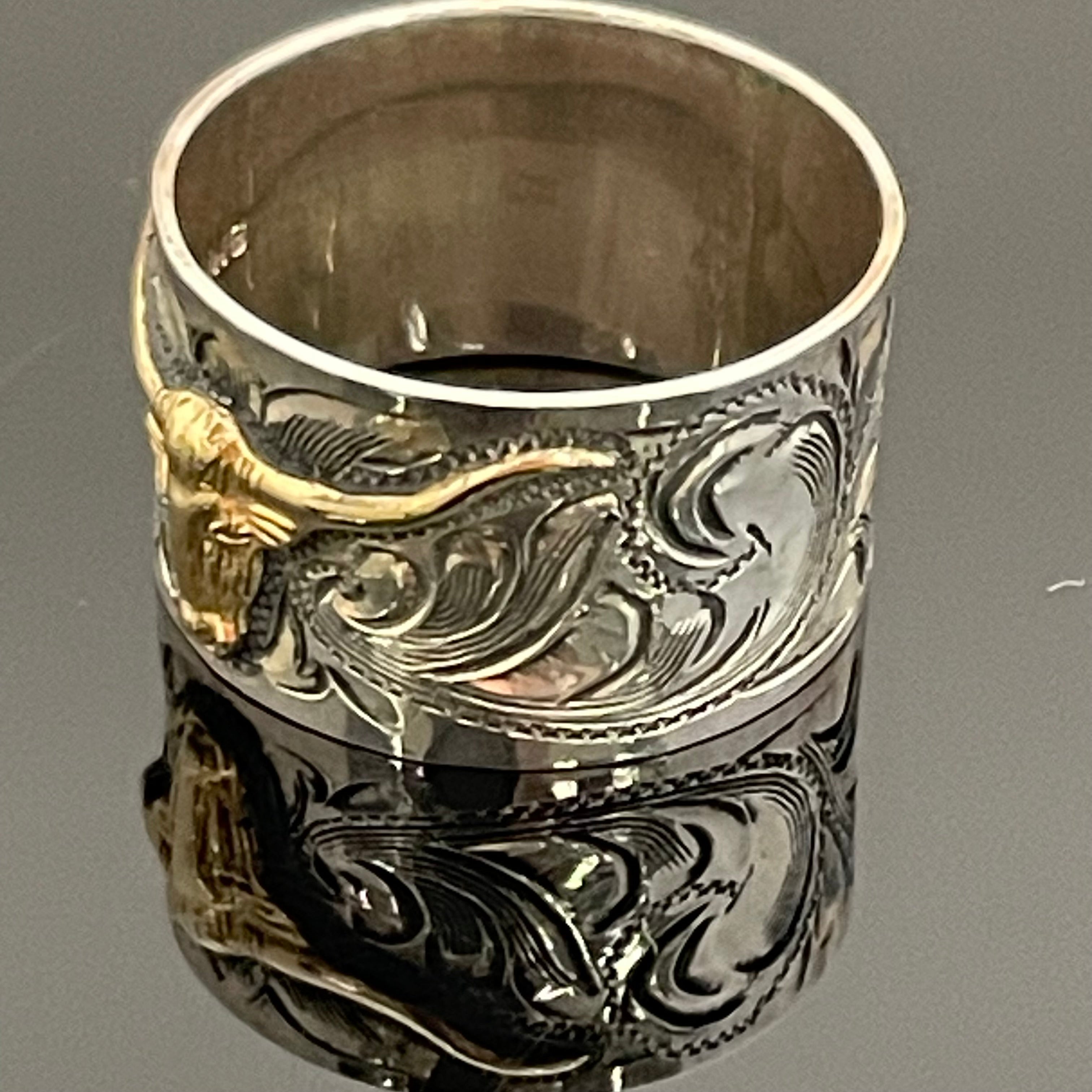 VOGT_(ボグト)_スターリングシルバー/14K _ロングホーンリング_5.7g/#21号 _中古品