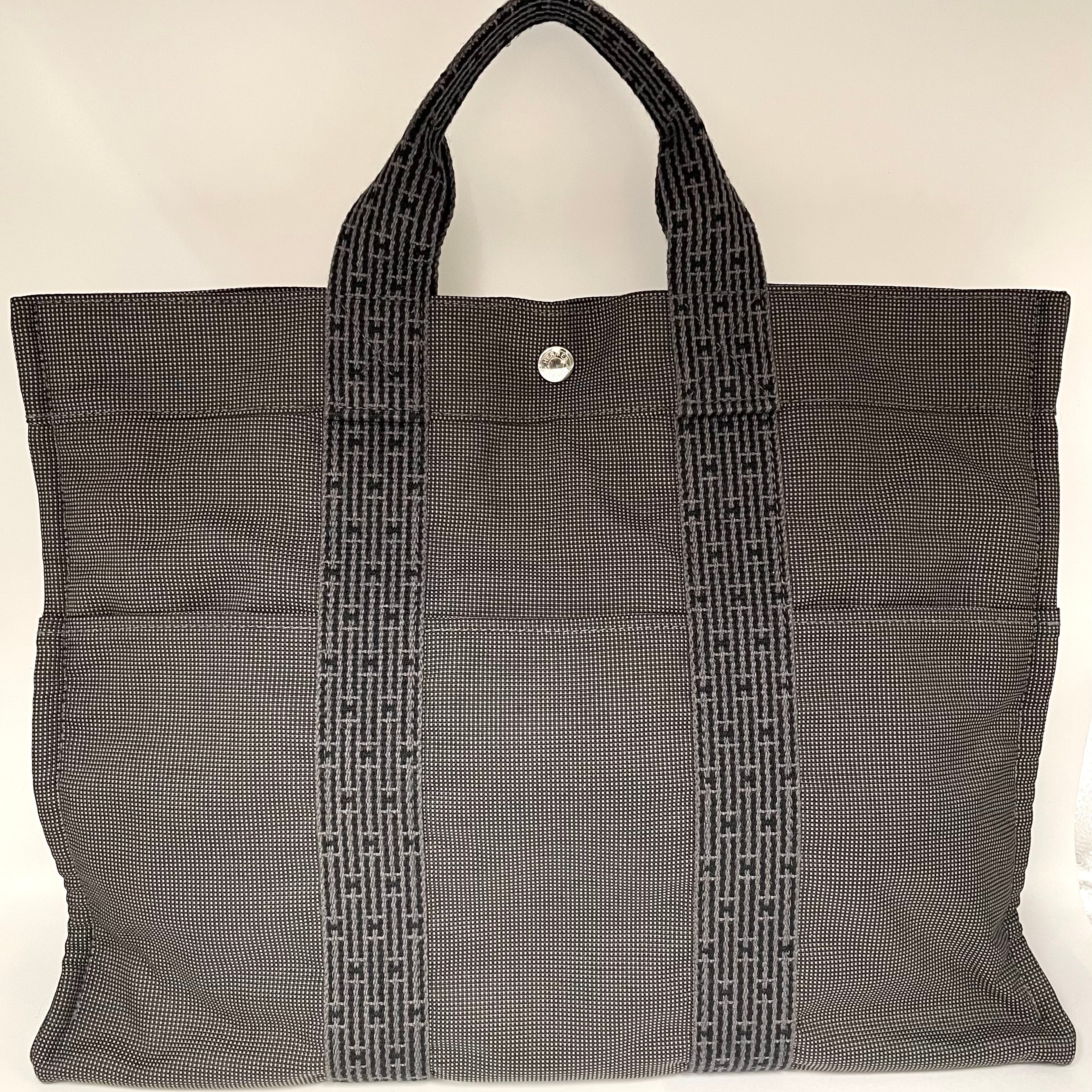 HERMES_(エルメス)_エールライン トート MM _キャンバス グレー_ 中古品