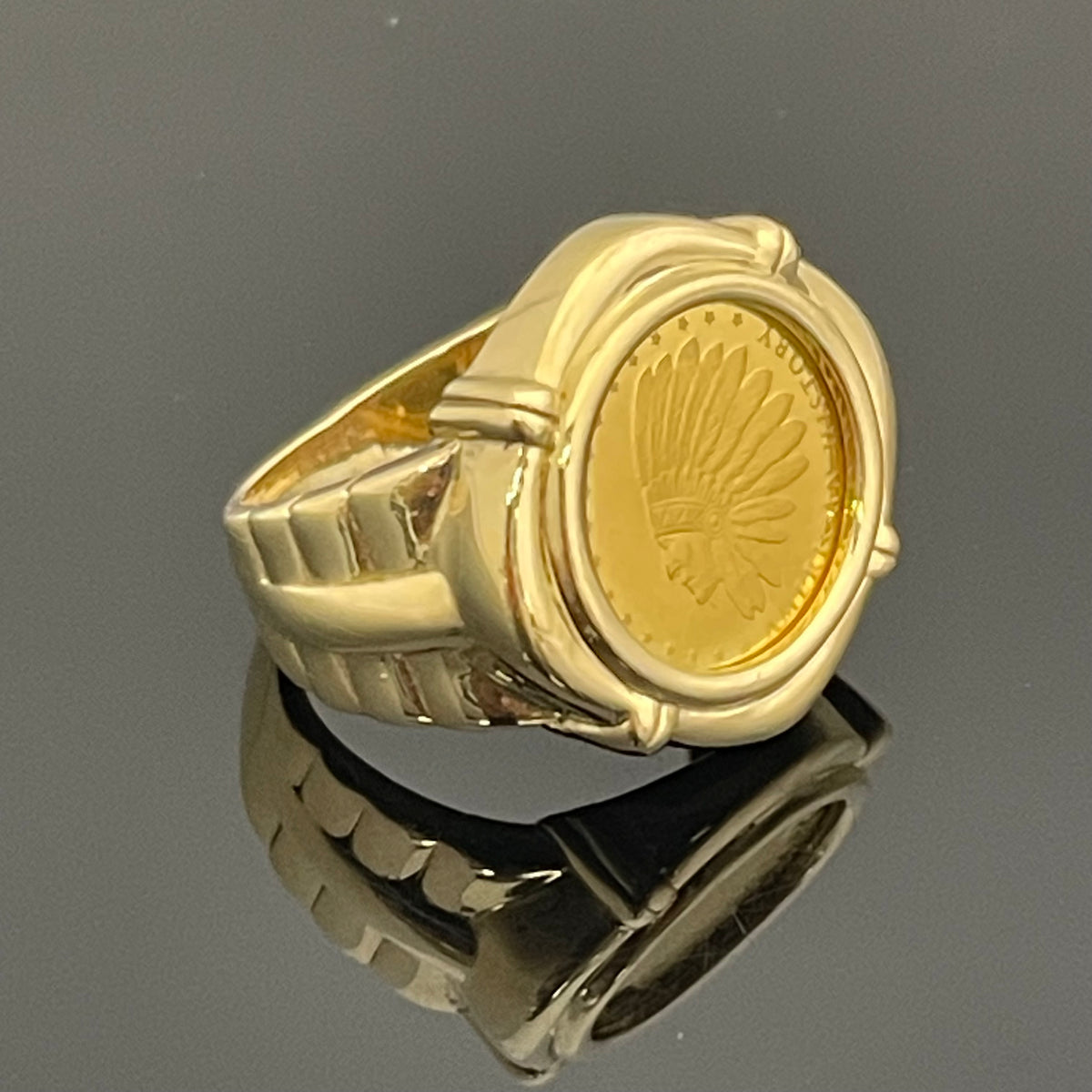 アメリカンヒストリー _純金コインリング_1/25oz/K18/10.2g/#15_ 中古品