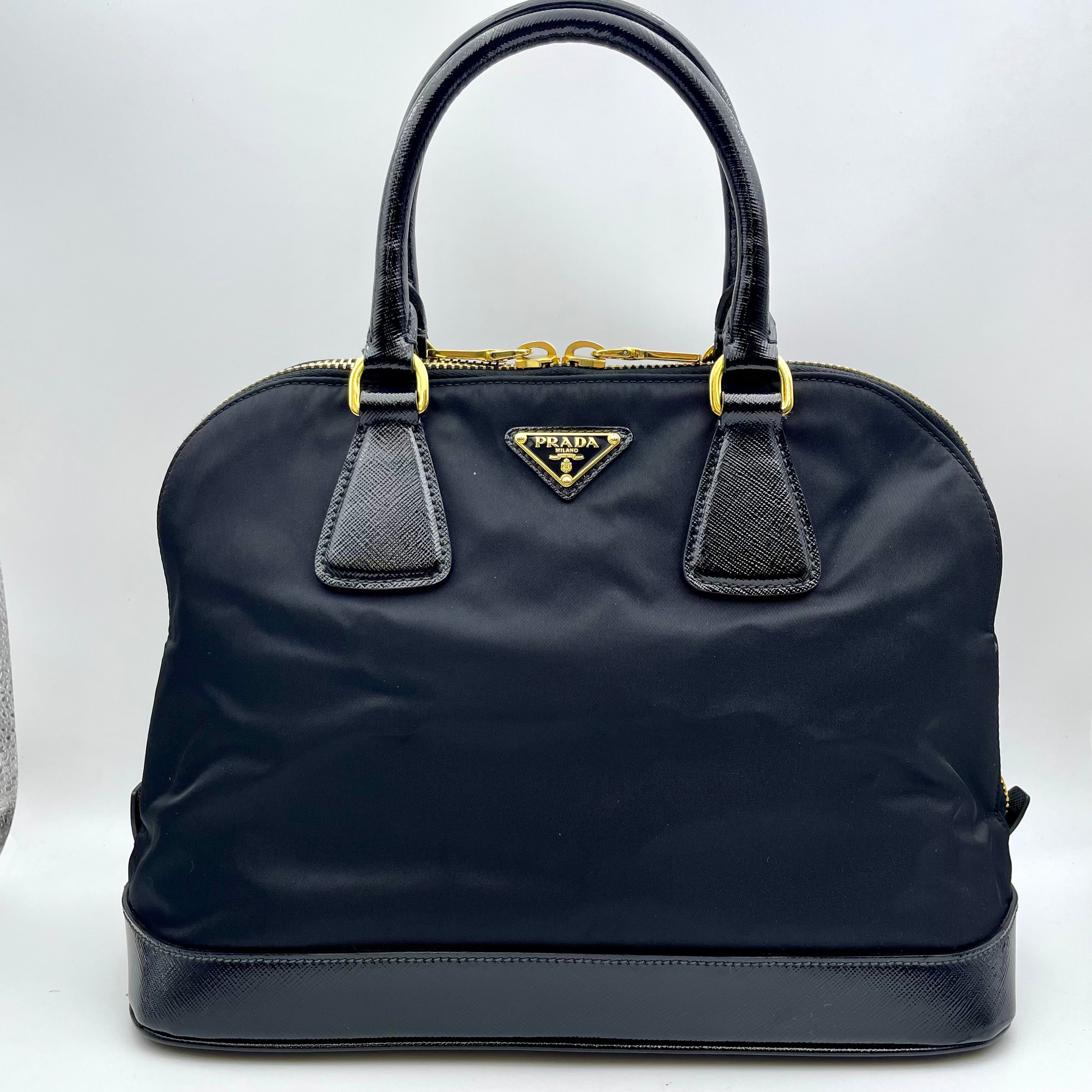 PRADA_(プラダ)_ナイロンxサフィアーノレザー_ハンドバッグ_ BL847B(黒)_中古品