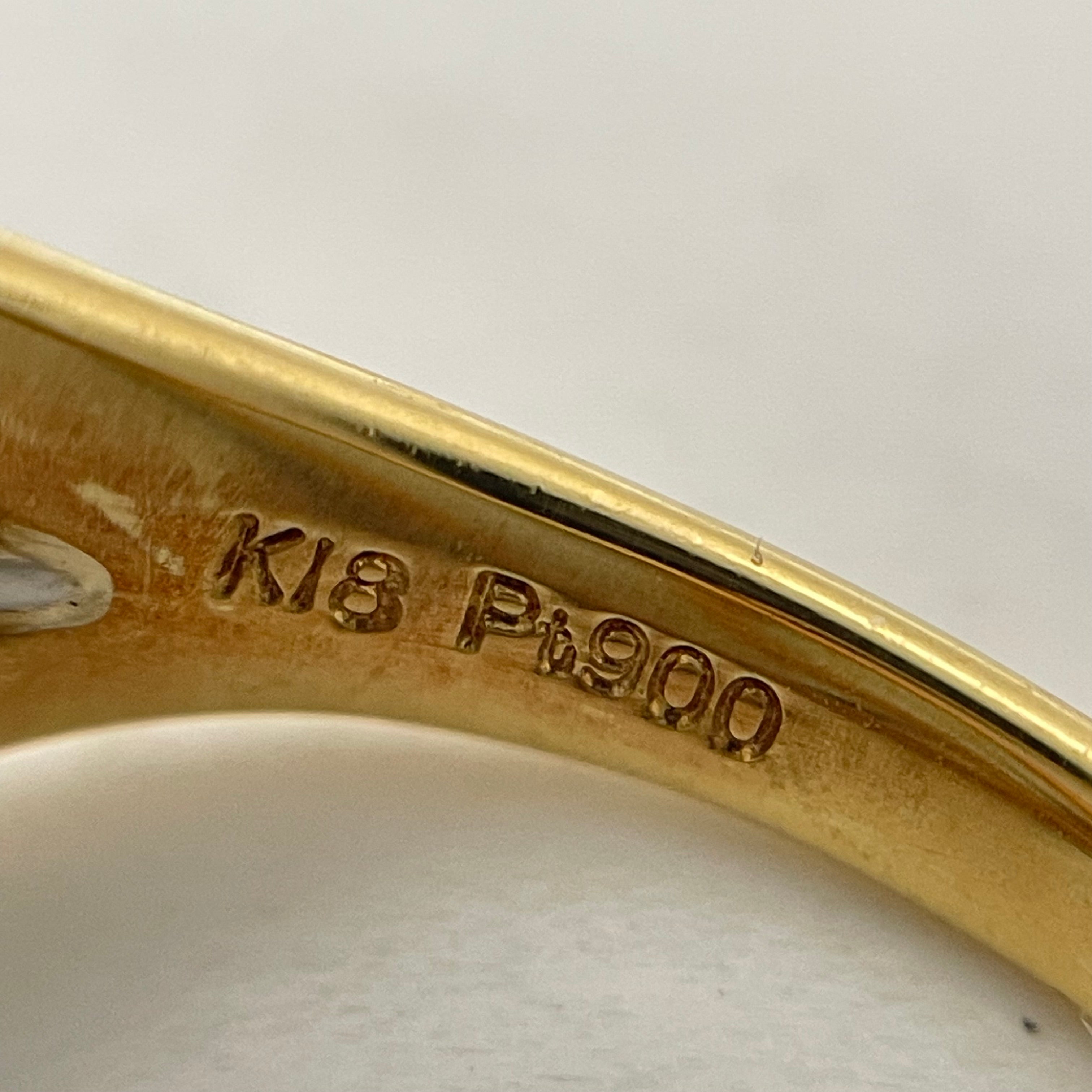 ノンブランド _K18/Pt900 _パール&ダイヤモンドリング_FD0.50ct/5.8g/#15号_中古品