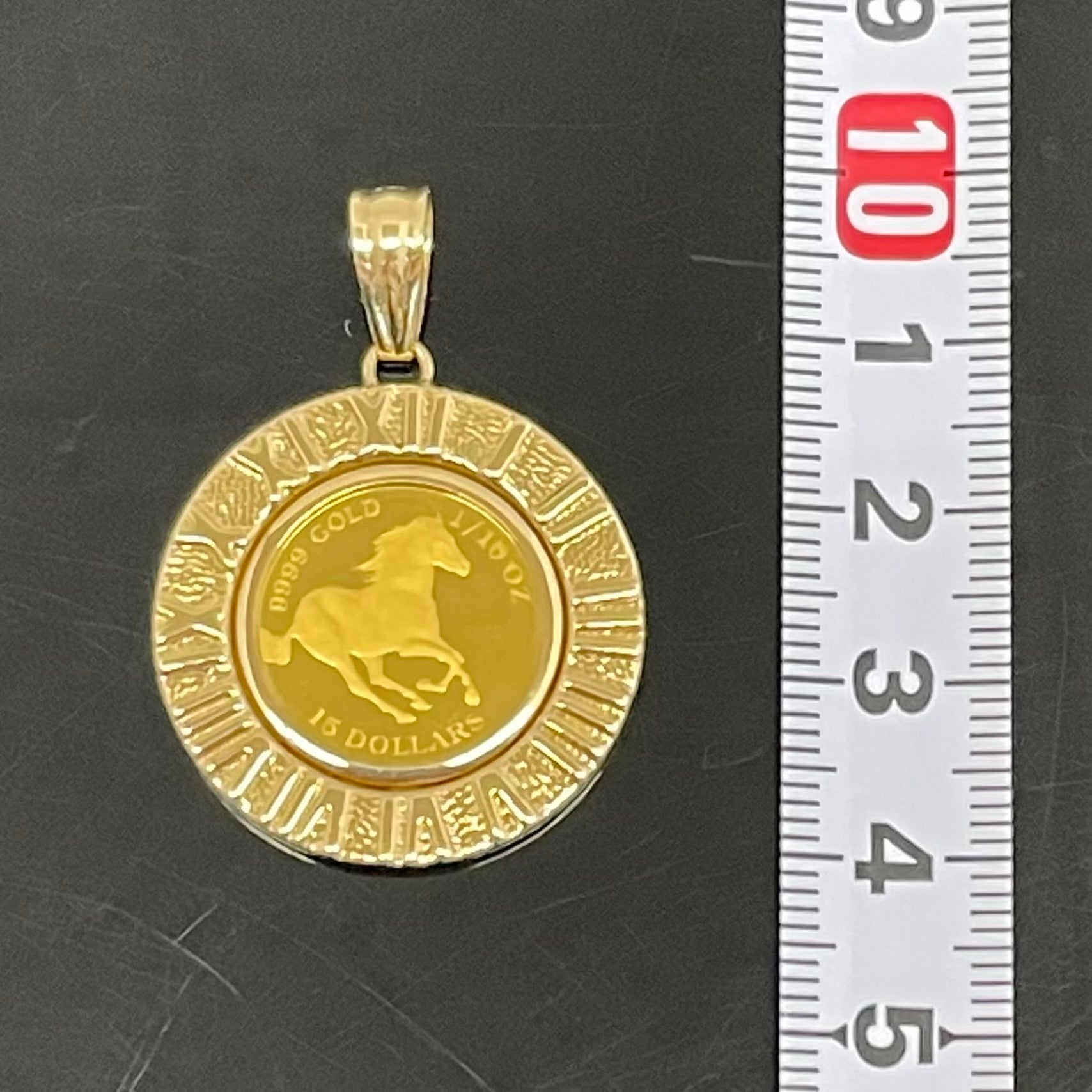 ノンブランド _純金コイン/K18 _ペンダントトップ _ホースコイン1/10oz 枠K18 6.4g _中古品