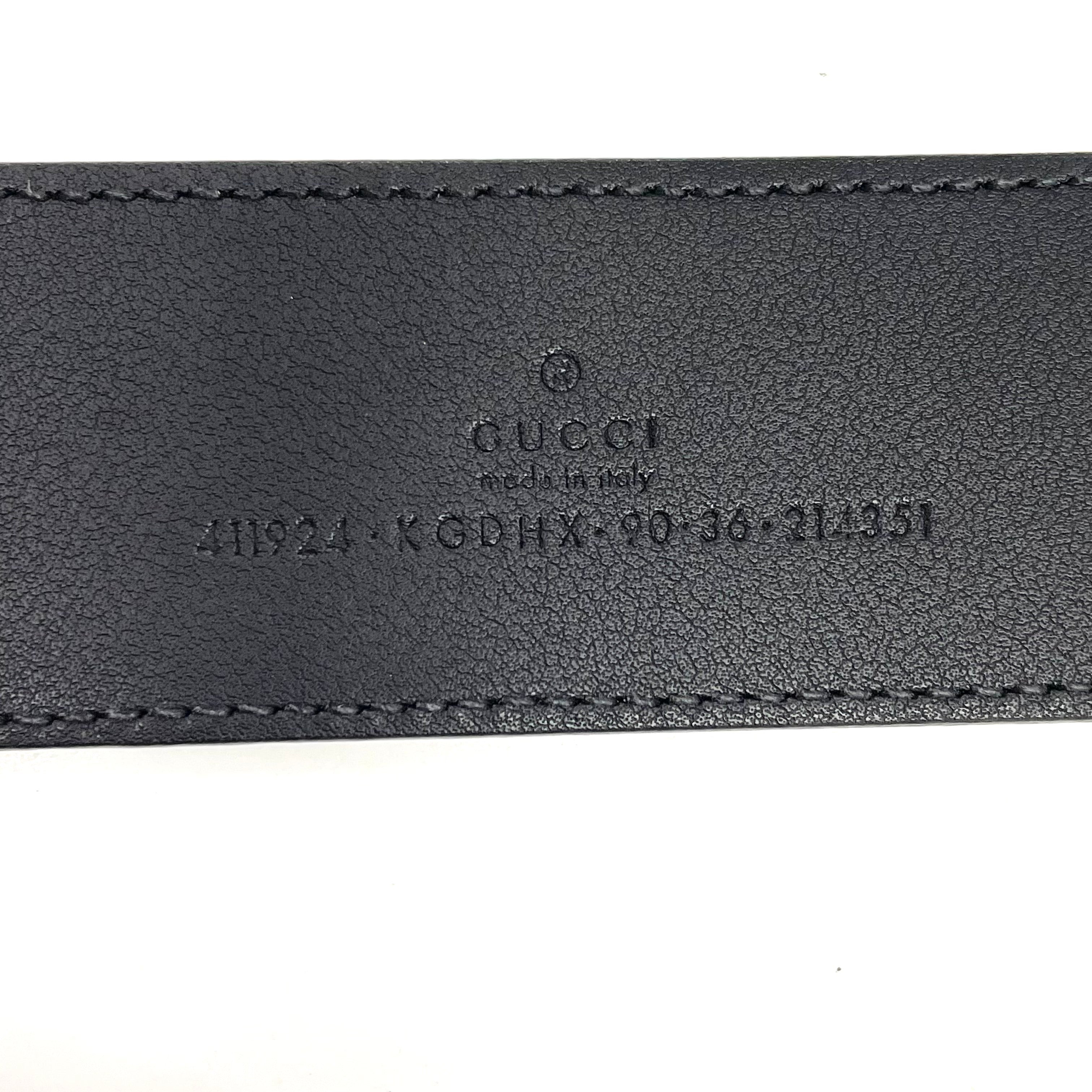 GUCCI(グッチ)_ インターロッキング_G バックル付き ベルト_ブラック×グレー_ 90cm/36in 411924_ 中古品