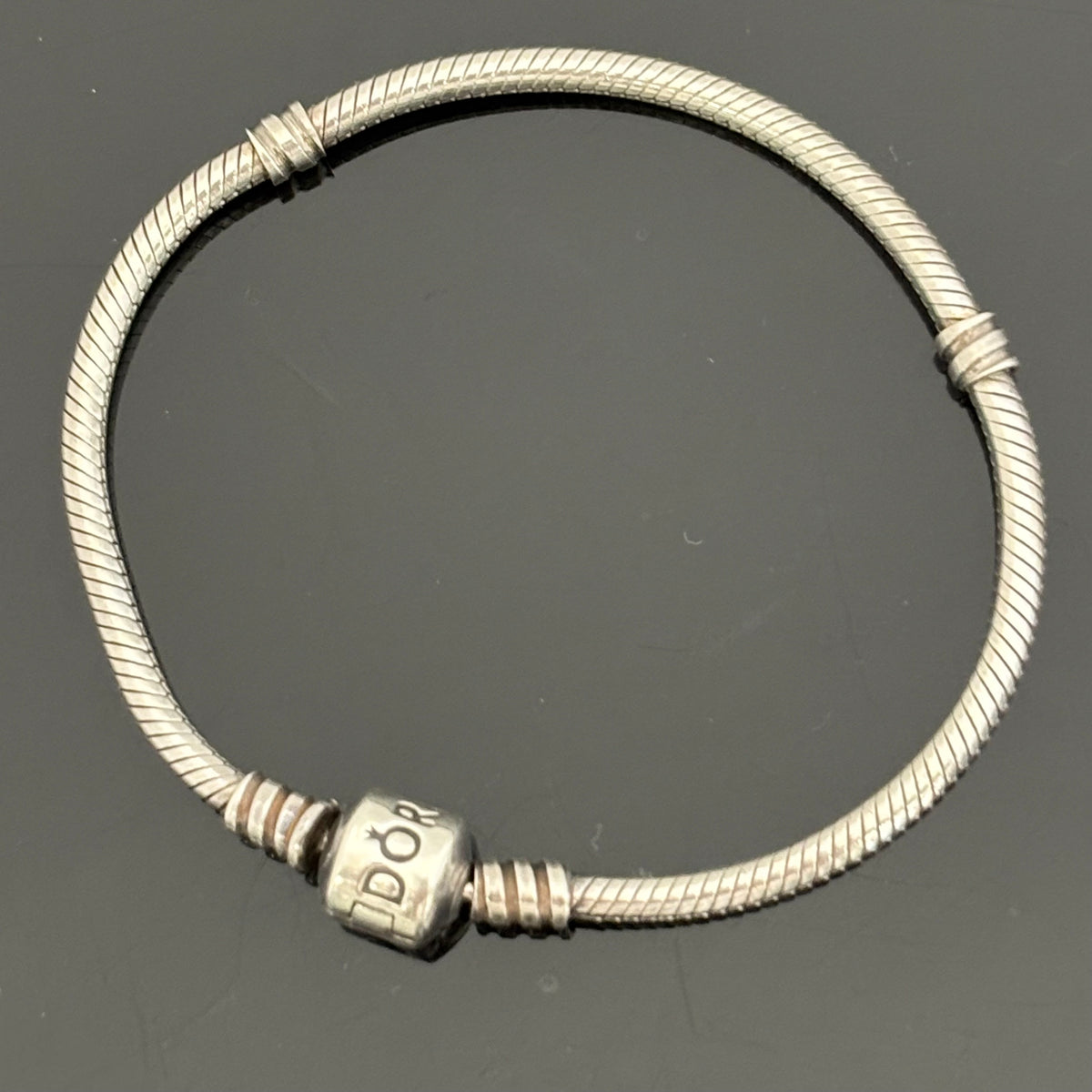 PANDORA_(パンドラ)_Barrel Clasp Snake Chain_ SV925ブレスレット_13.8g/サイズ17cm_ 中古品