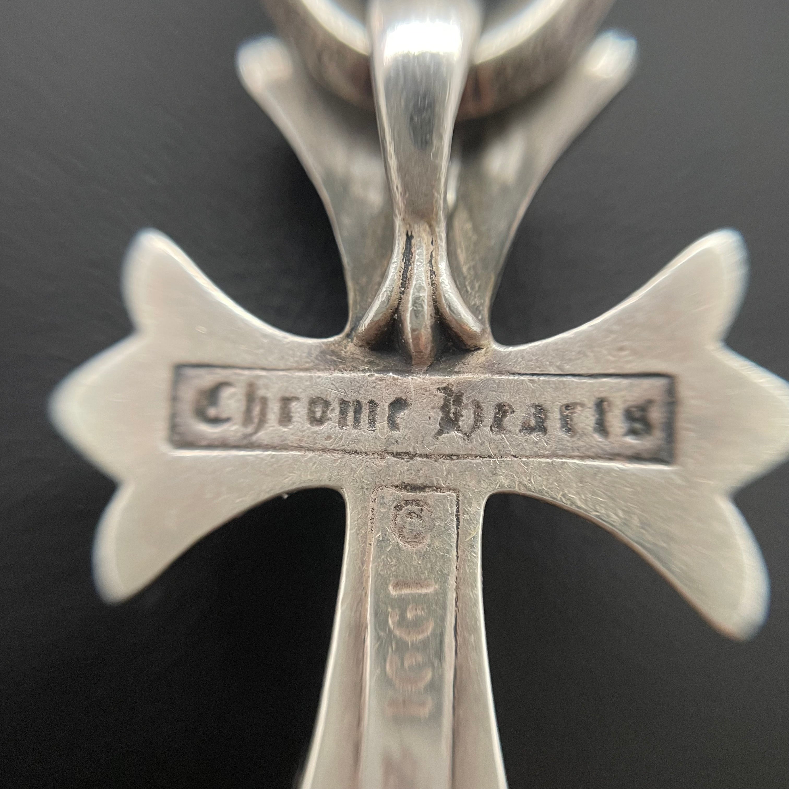 CHROME HEARTS_(クロムハーツ)_CH CRS SML W/BALE_スモールCHクロス Wベイル_シルバーネックレストップ_中古品
