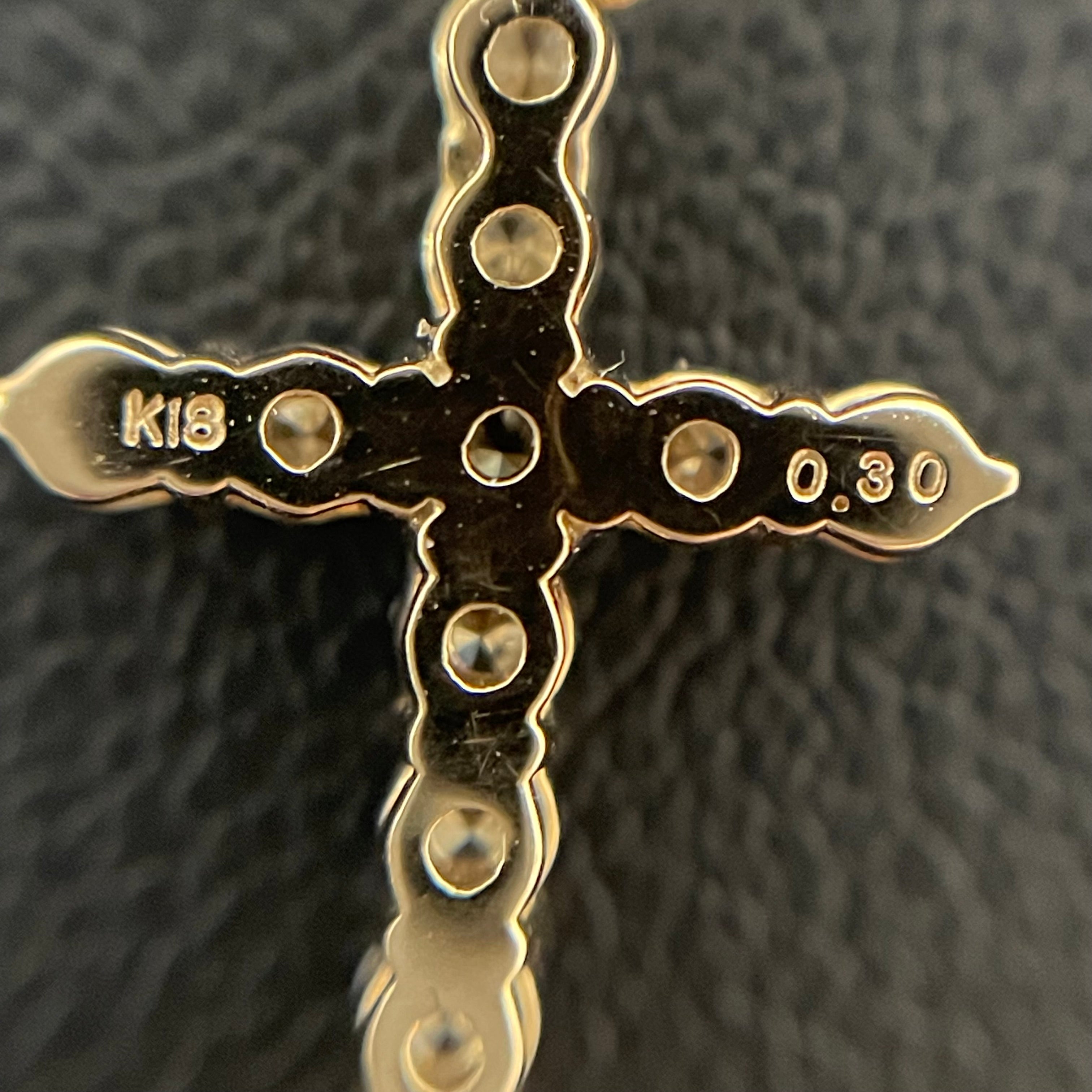 ノンブランド _K18ダイヤモンド_クロスペンダントネックレス_FD0.3ct/1.9g/45cm _中古品