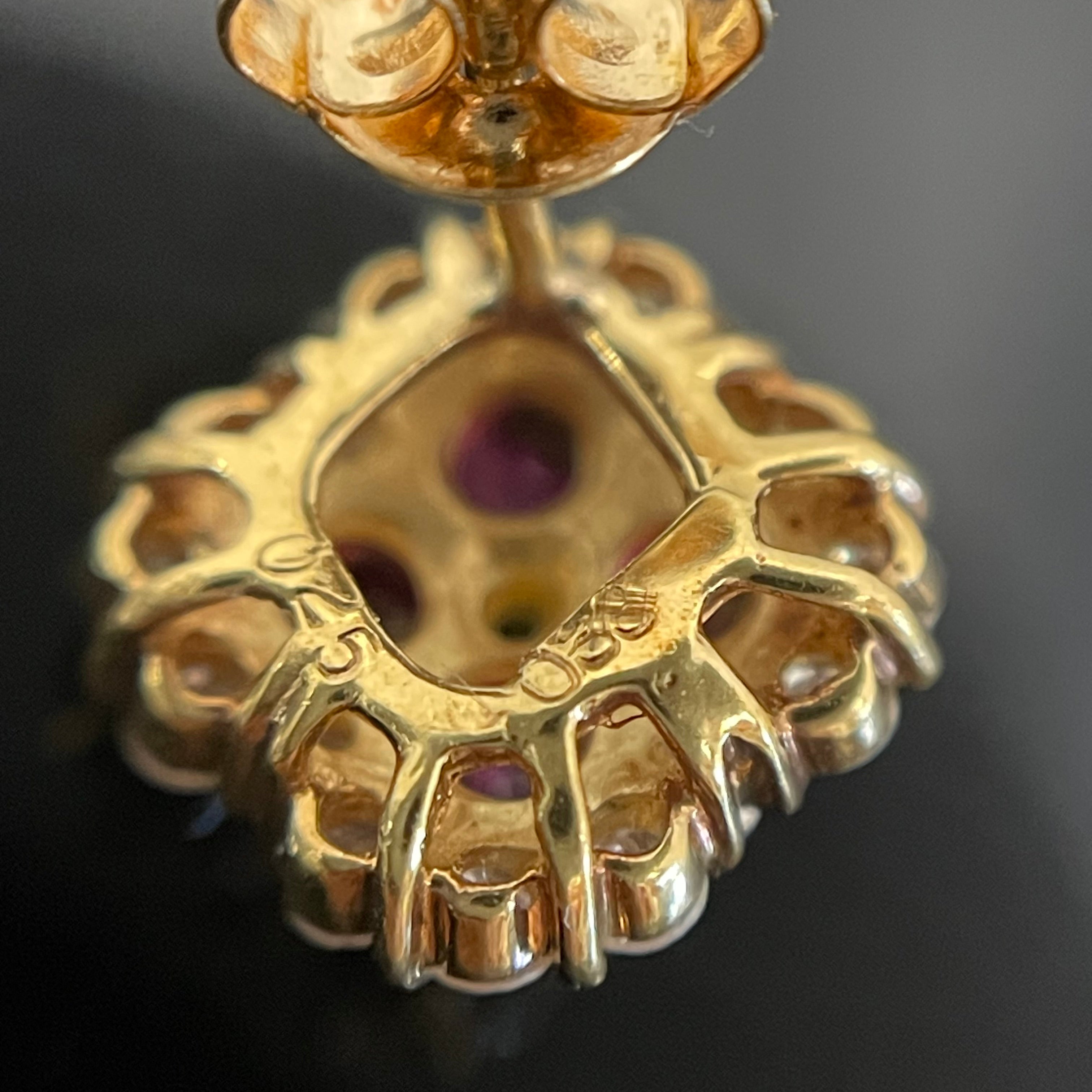 ノンブランド _K18色石ピアス _ルビー/サファイア/ダイヤ_ R0.25ct/S0.25ct_ 中古品