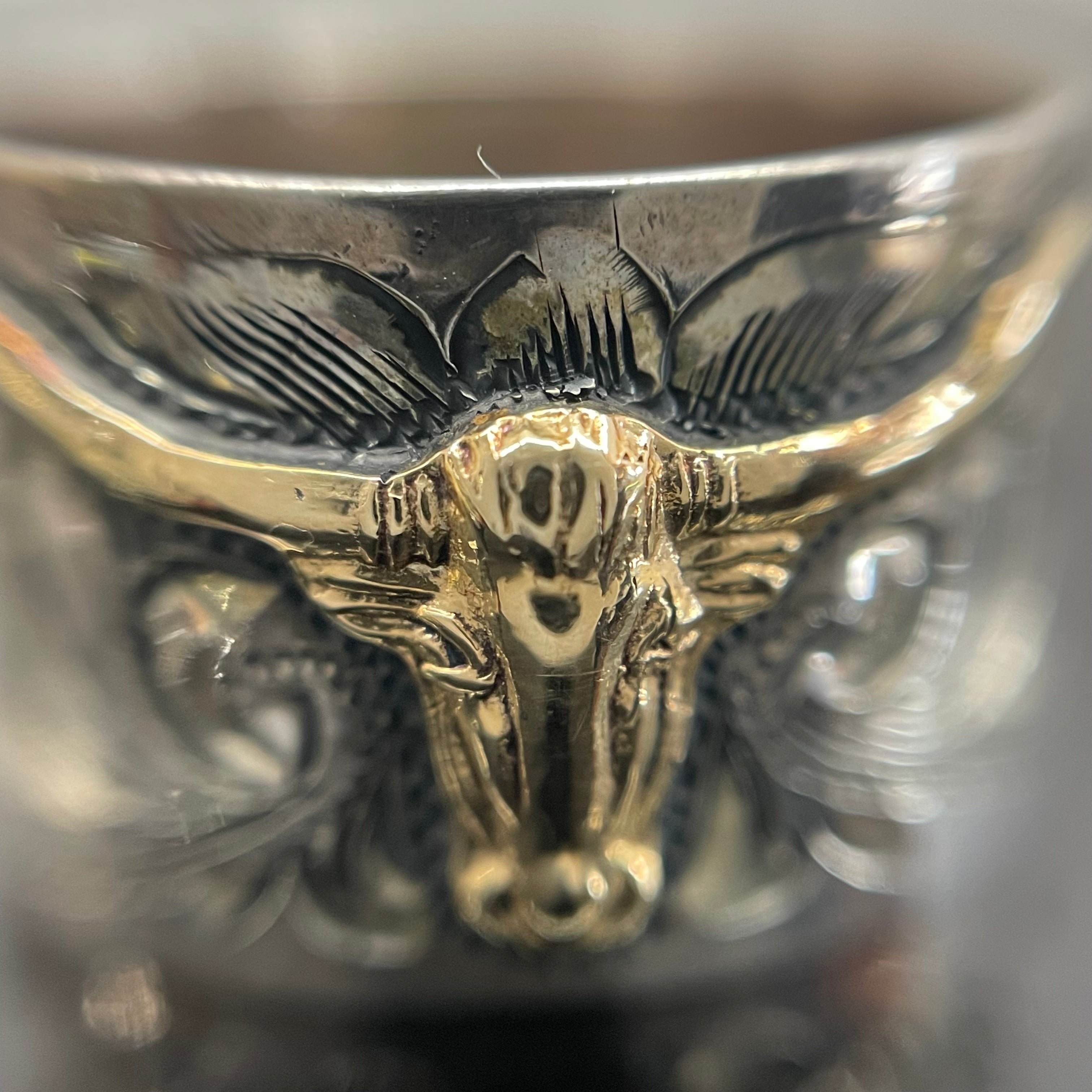 VOGT_(ボグト)_スターリングシルバー/14K _ロングホーンリング_5.7g/#21号 _中古品