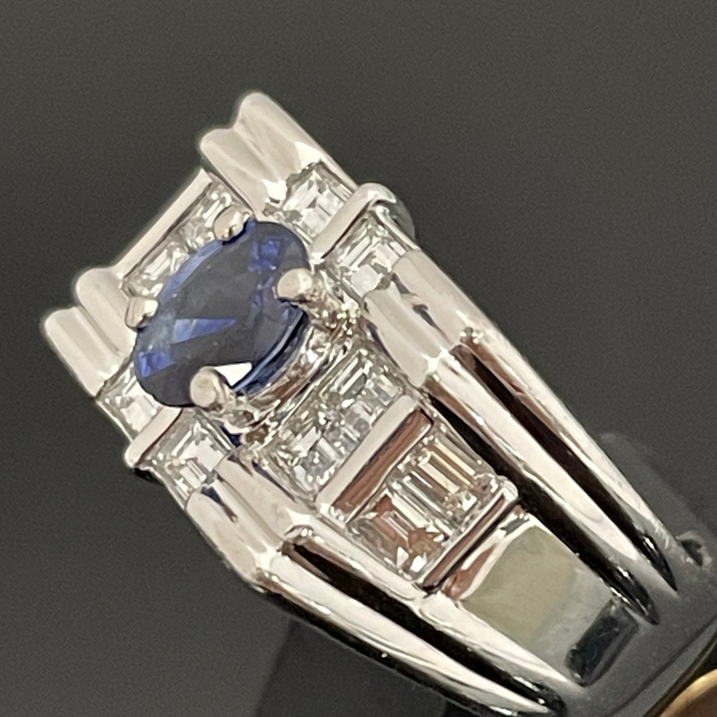 ノンブランド _サファイアリング _S1.01ct/FD1.35ct _Pt900:15.7g/#19号_ 中古品
