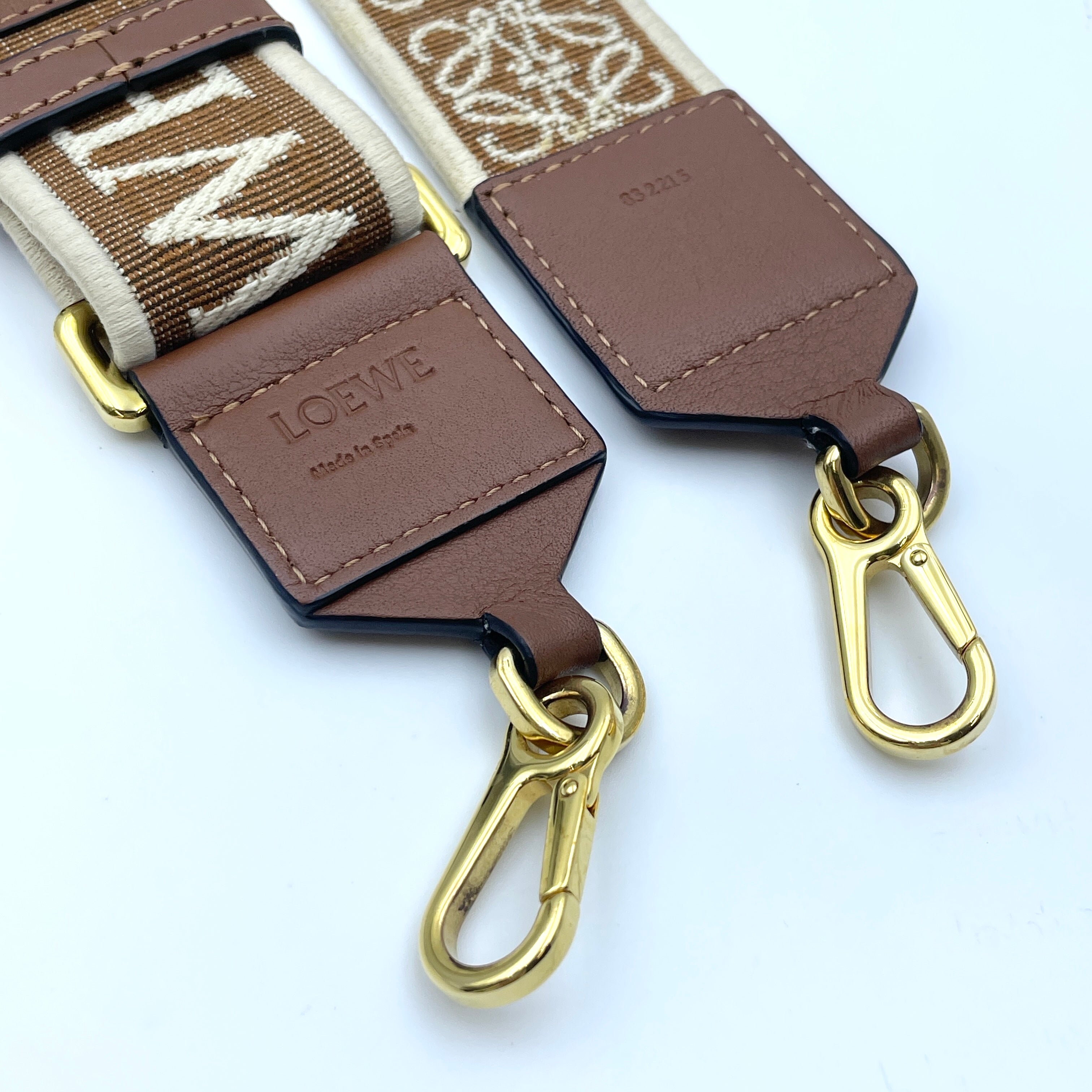 LOEWE_(ロエベ)_アナグラム ストラップ _ジャガード&カーフ_(ナチュラル/タン)_中古品