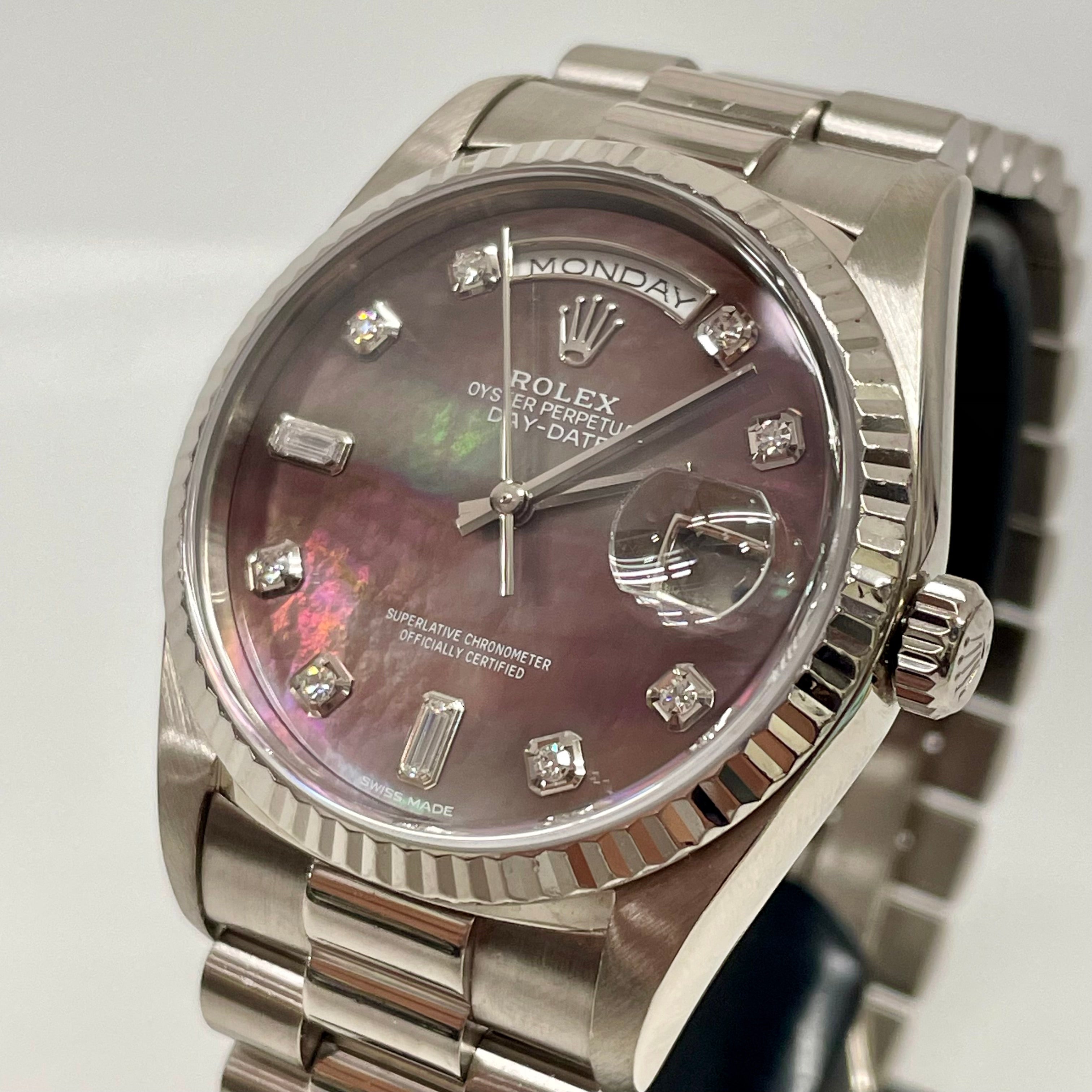 ROLEX_(ロレックス)_メンズ デイデイト _18239A _ブラックシェル10Pダイヤ _ホワイトゴールド_中古品