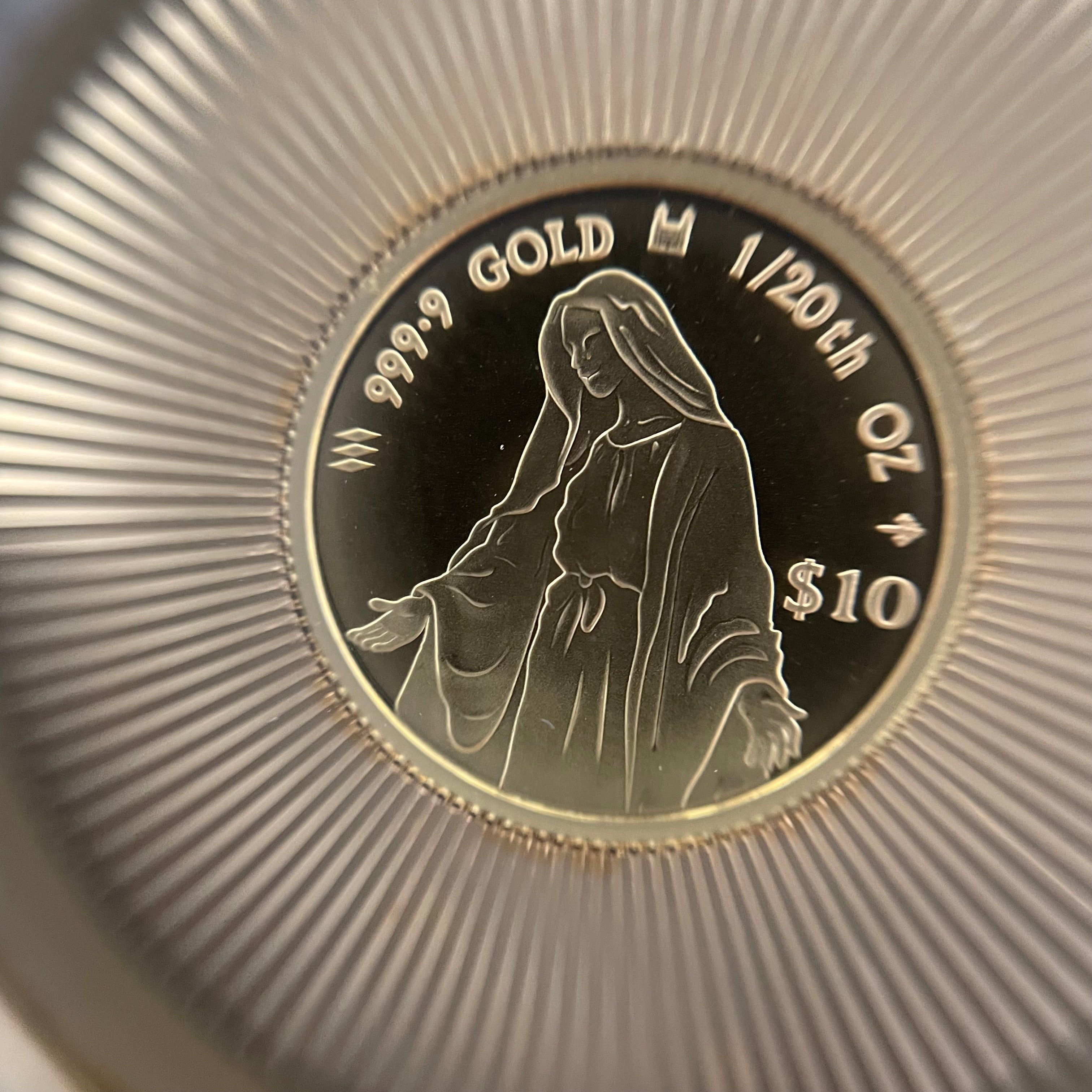 ノンブランド _クック諸島金貨 _ペンダントトップ _純金コイン1/20oz 枠K18_ ガラス/プレート込16.6g_中古品