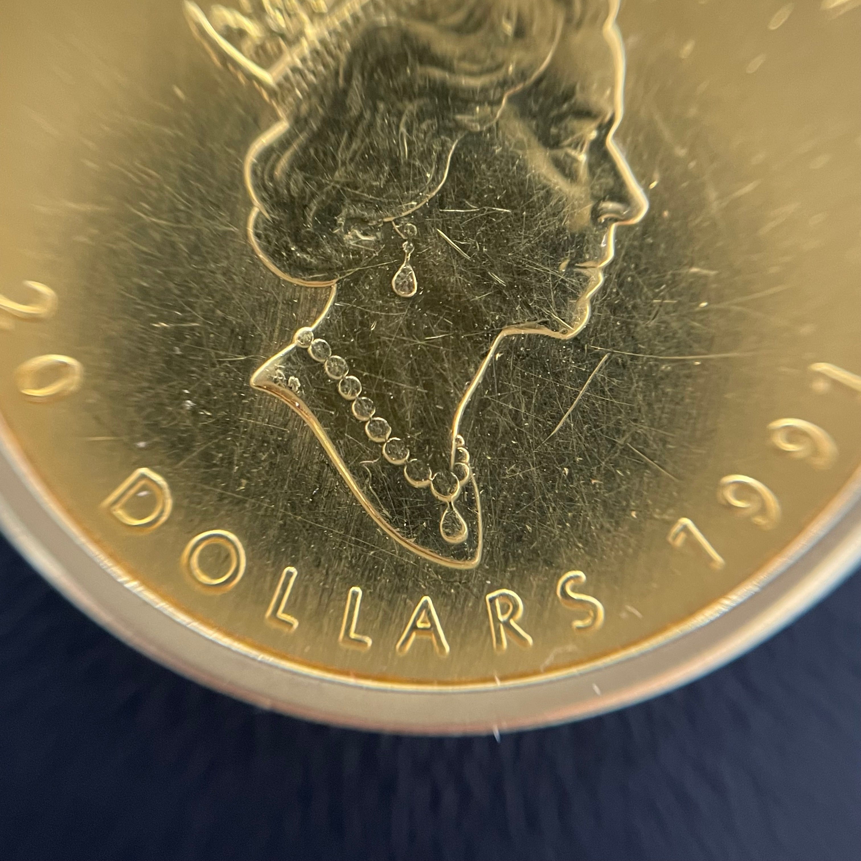 ノンブランド _ メイプルリーフ金貨 _ペンダントネックレス_純金コイン1/2oz(枠/チェーンK18)32.9g_中古品