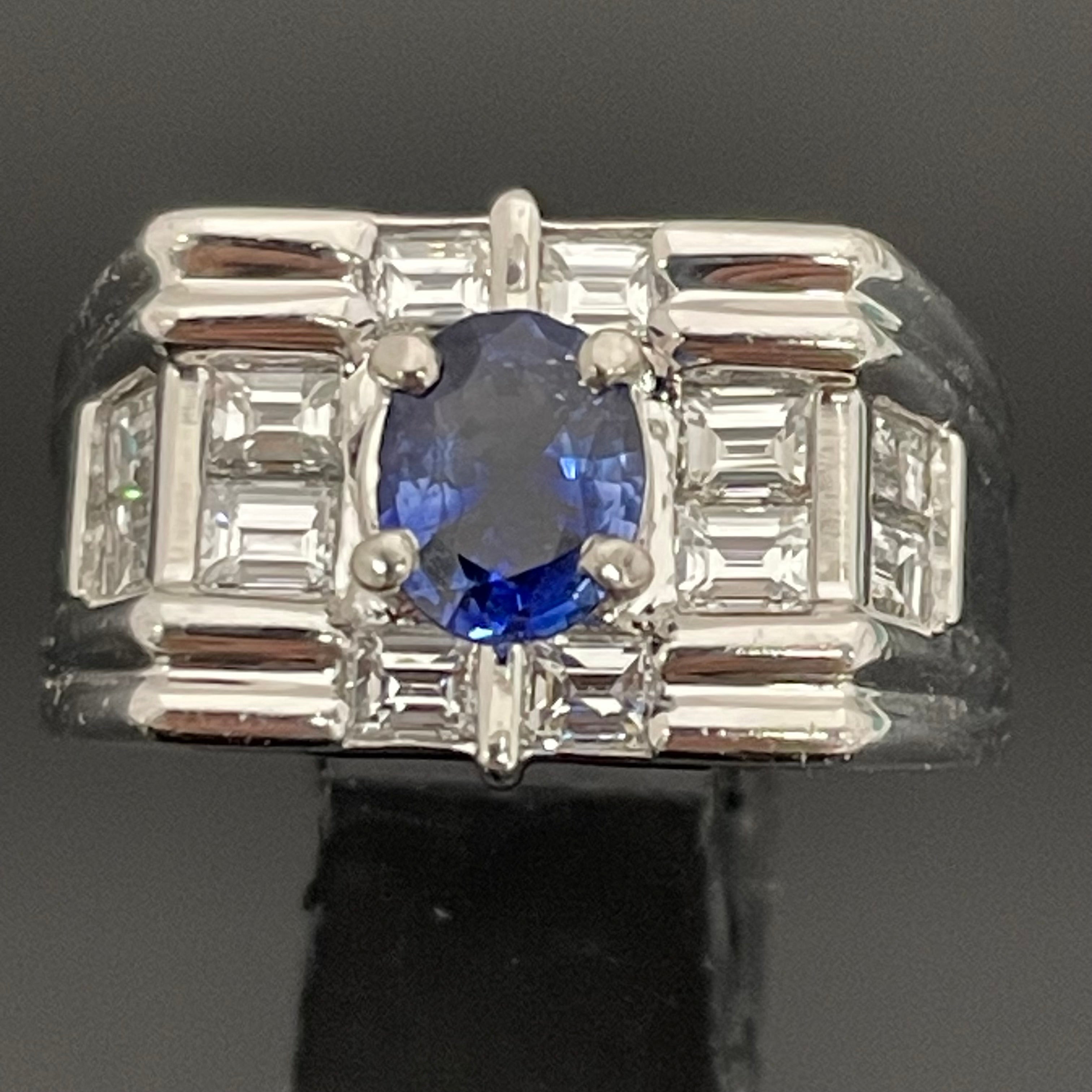 ノンブランド _サファイアリング _S1.01ct/FD1.35ct _Pt900:15.7g/#19号_ 中古品
