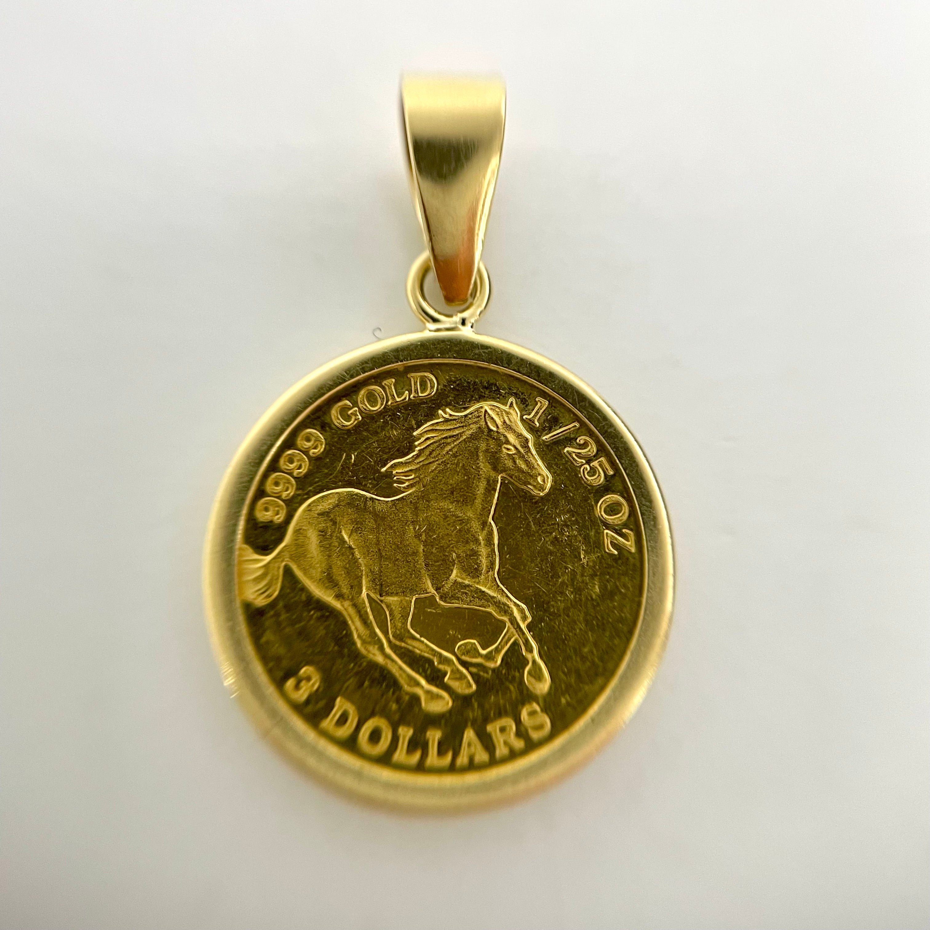 ノンブランド _純金1/25ozホースコイン_ K18枠ペンダントトップ_ 中古品