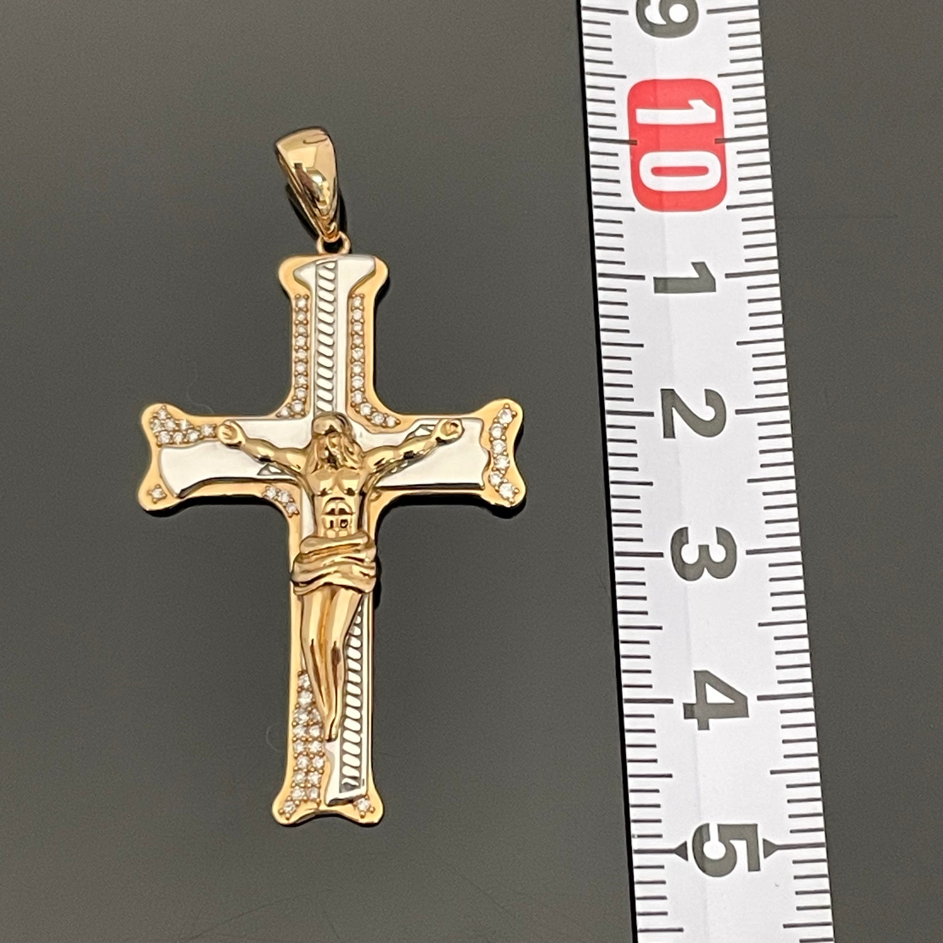 ノンブランド _K18RG/WGダイヤ付き _クロスペンダントトップ_ FD0.2ct/6.1g _中古品