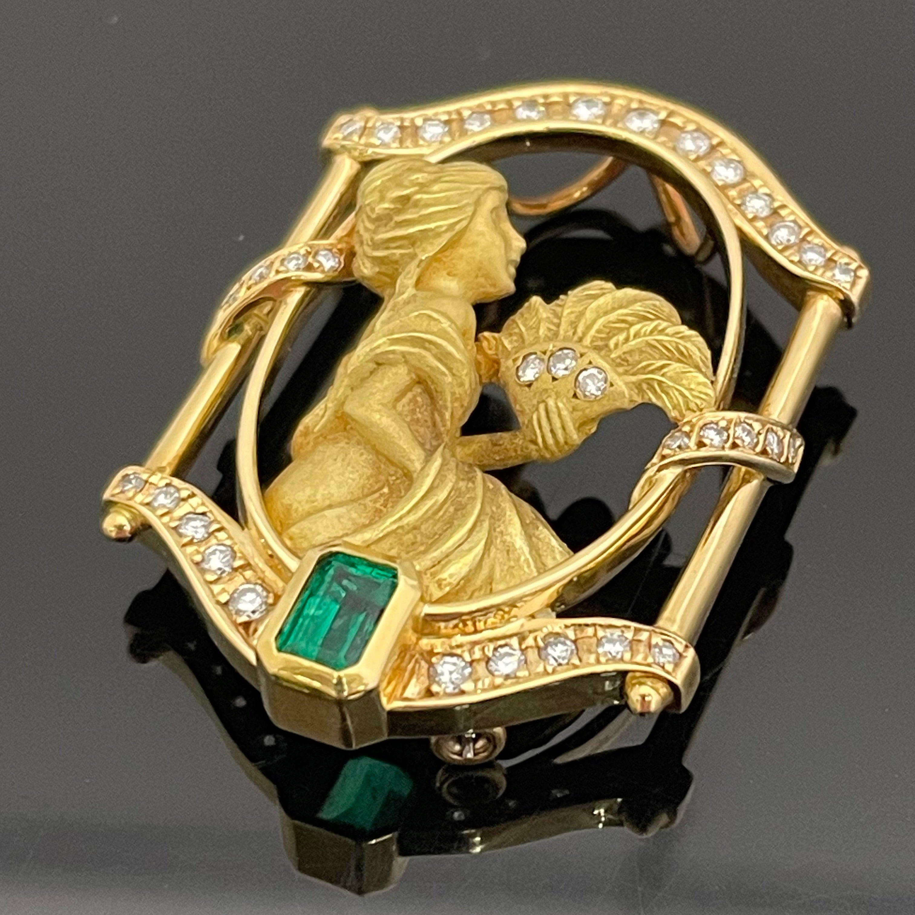 ノンブランド _K18ブローチ/ペントップ_E0.608/FD0.428ct/13.7g_中古品