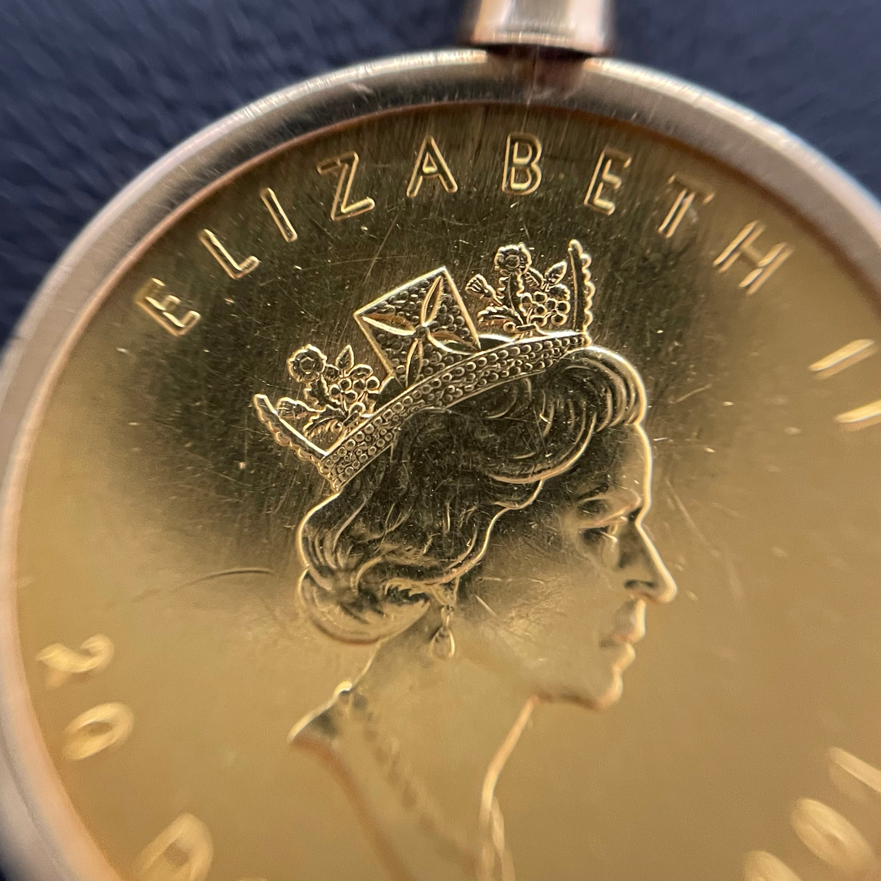 ノンブランド _ メイプルリーフ金貨 _ペンダントネックレス_純金コイン1/2oz(枠/チェーンK18)32.9g_中古品