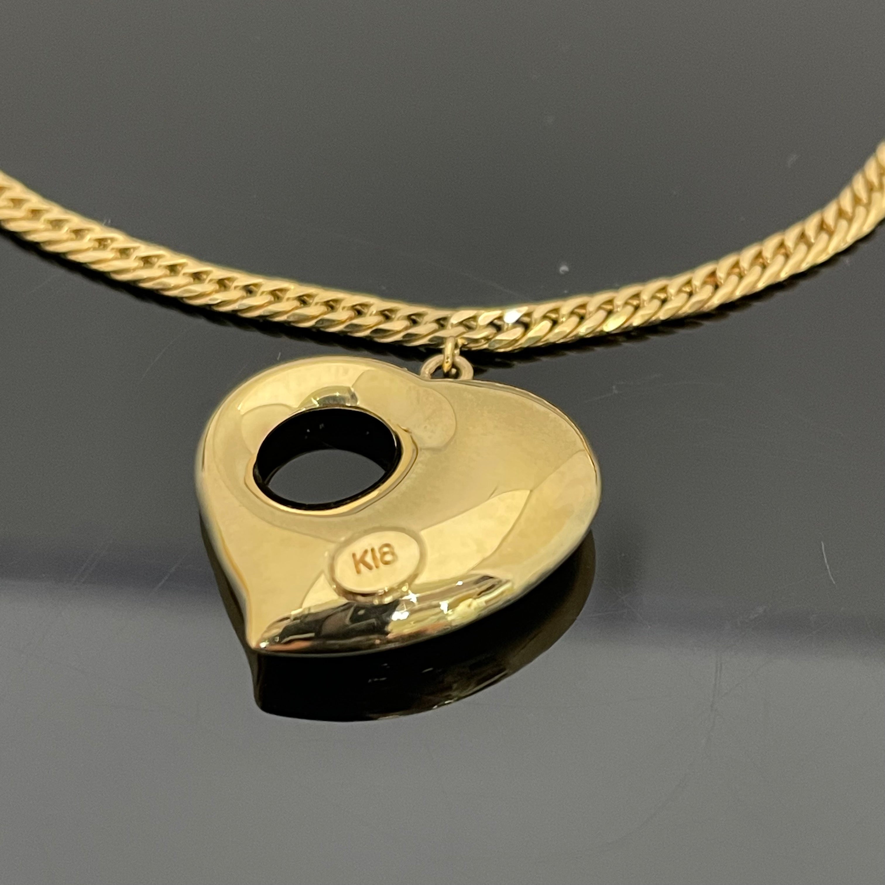 ノンブランド _K18/8.8g/17.5cm_ W6面カット ブレスレット_(ハートチャーム付き)_中古品