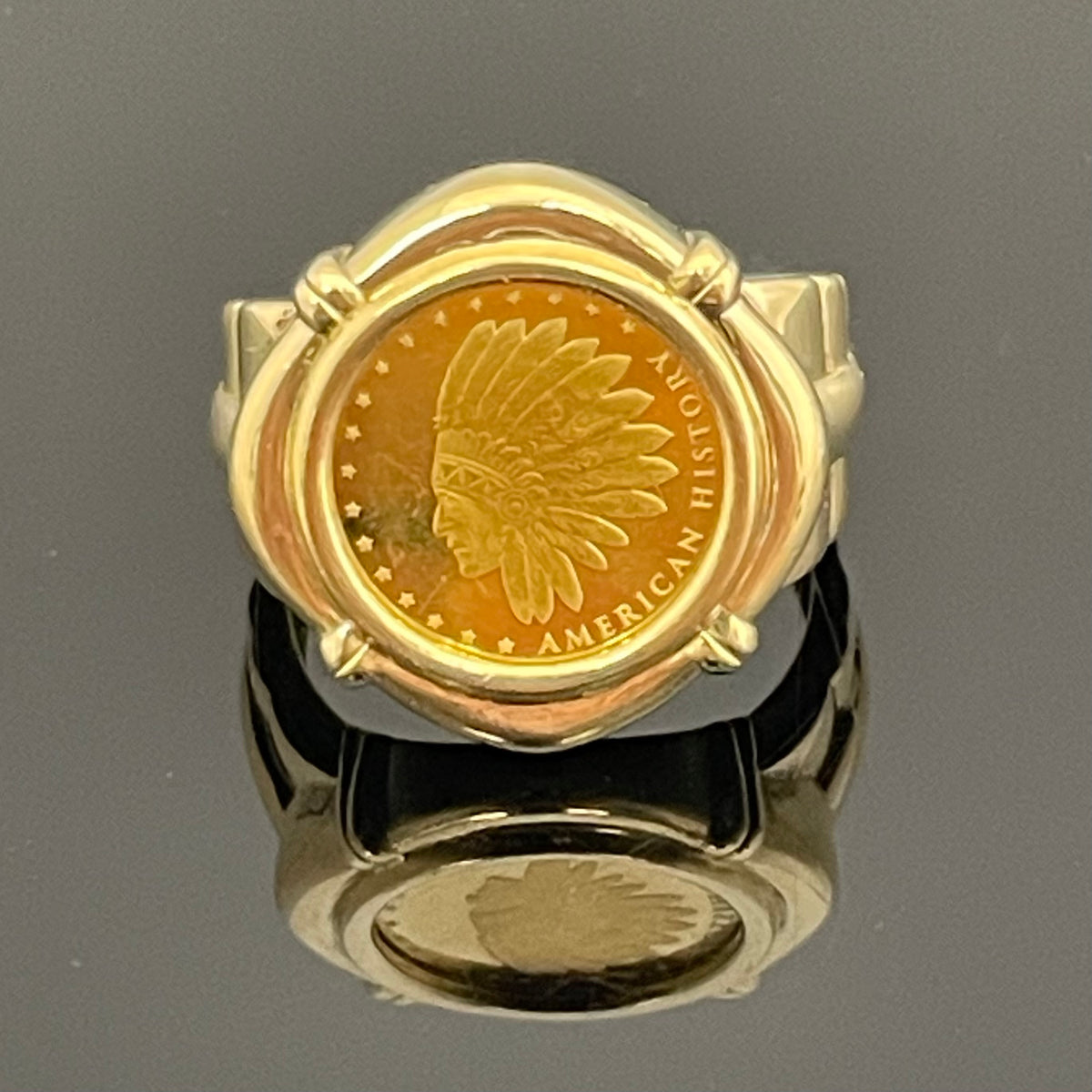 アメリカンヒストリー _純金コインリング_1/25oz/K18/10.2g/#15_ 中古品