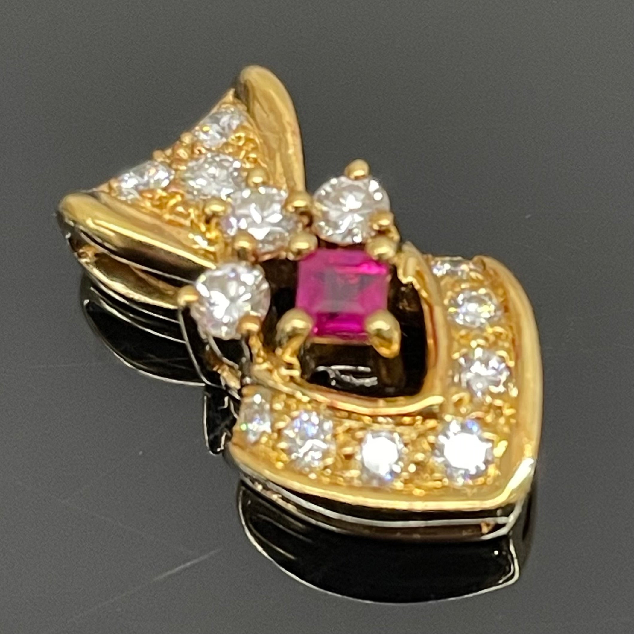 POLA_(ポーラ)_K18ルビー&ダイヤモンド_ ペンダントトップ _R0.12ct/FD0.32ct/3.0g_ 中古品