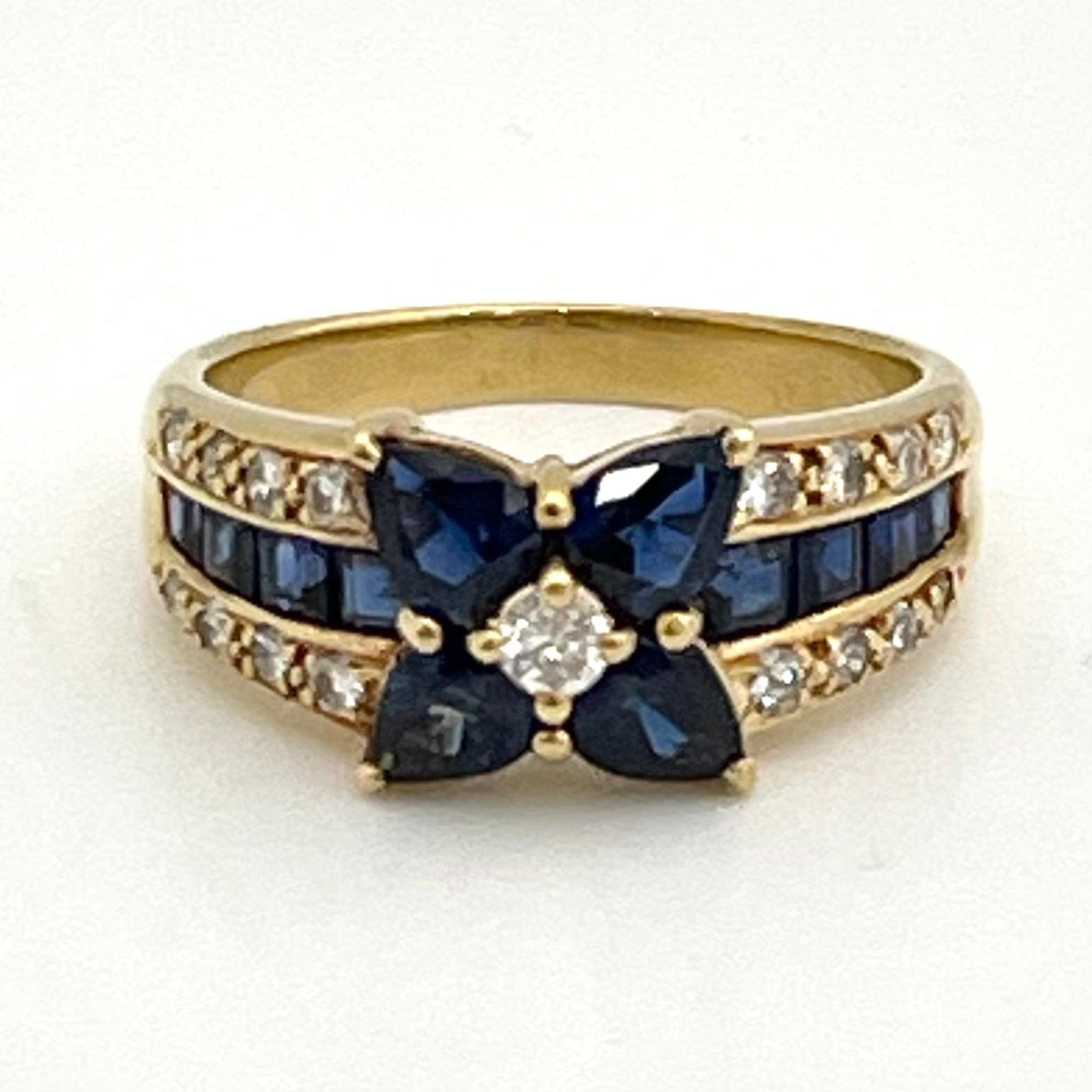 ノンブランド _K18サファイアリング _S:1.46/0.92 FD:0.35ct _6.5g/#14号_ 中古品