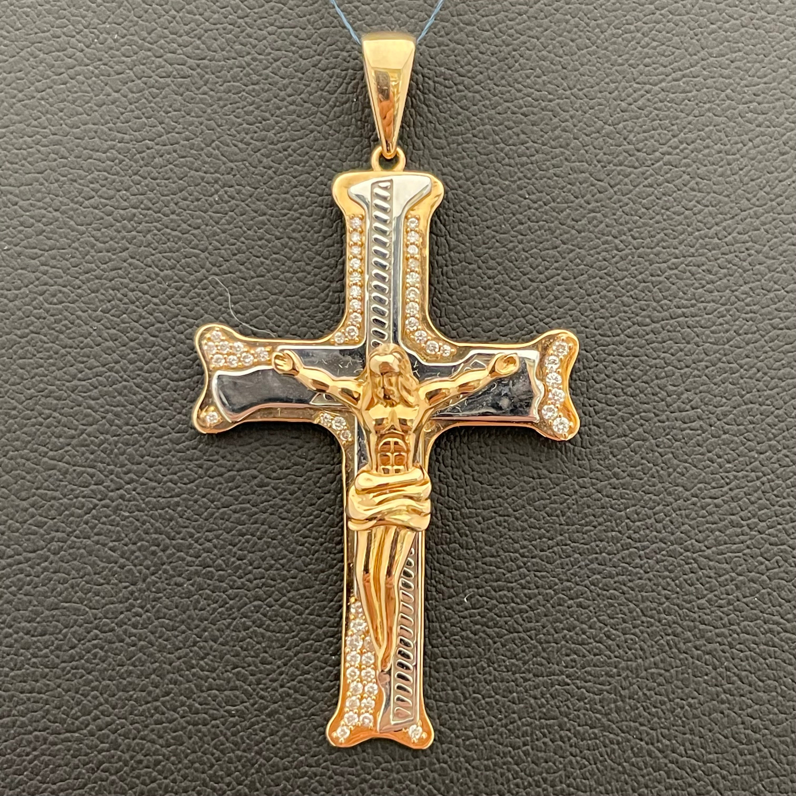 ノンブランド _K18RG/WGダイヤ付き _クロスペンダントトップ_ FD0.2ct/6.1g _中古品