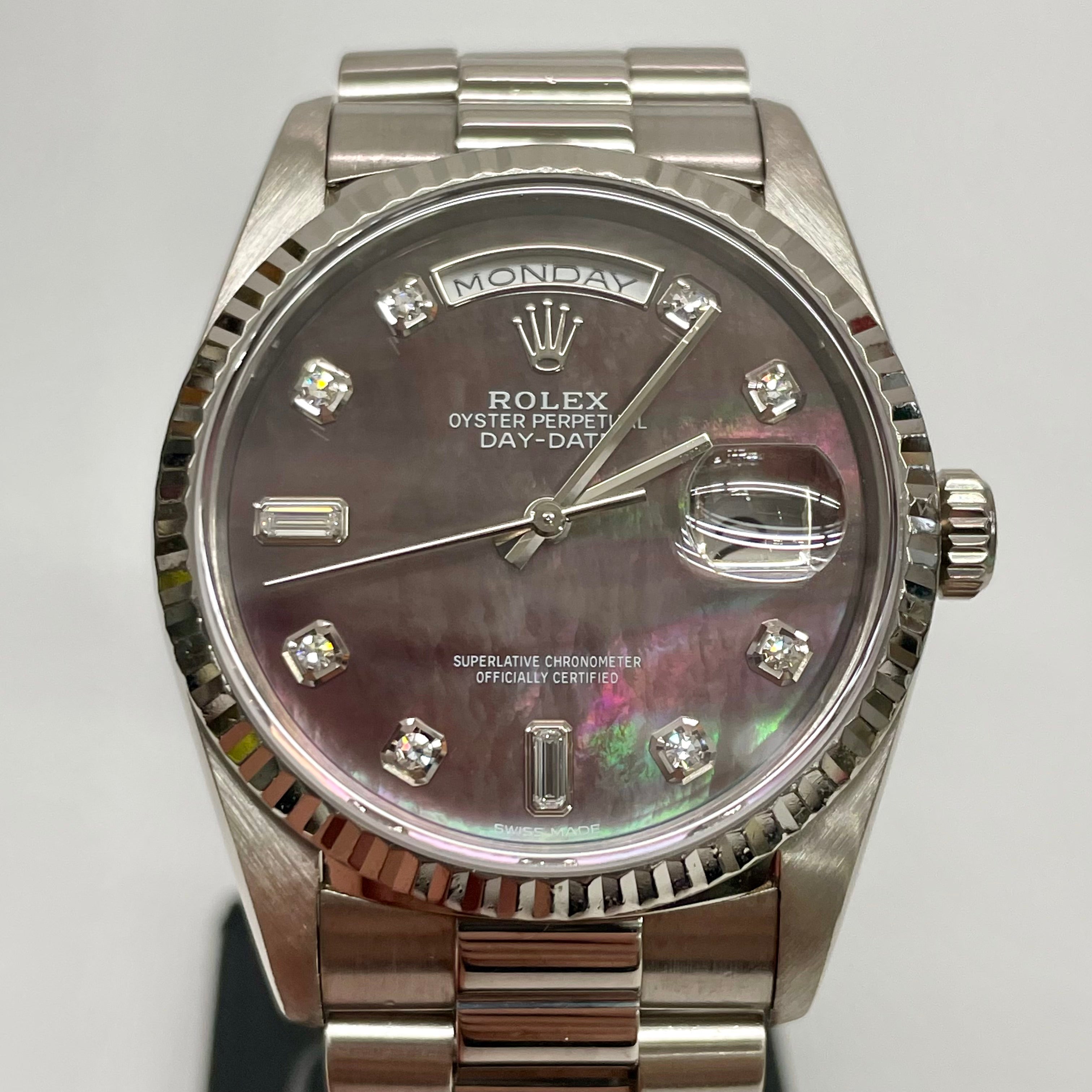 ROLEX_(ロレックス)_メンズ デイデイト _18239A _ブラックシェル10Pダイヤ _ホワイトゴールド_中古品