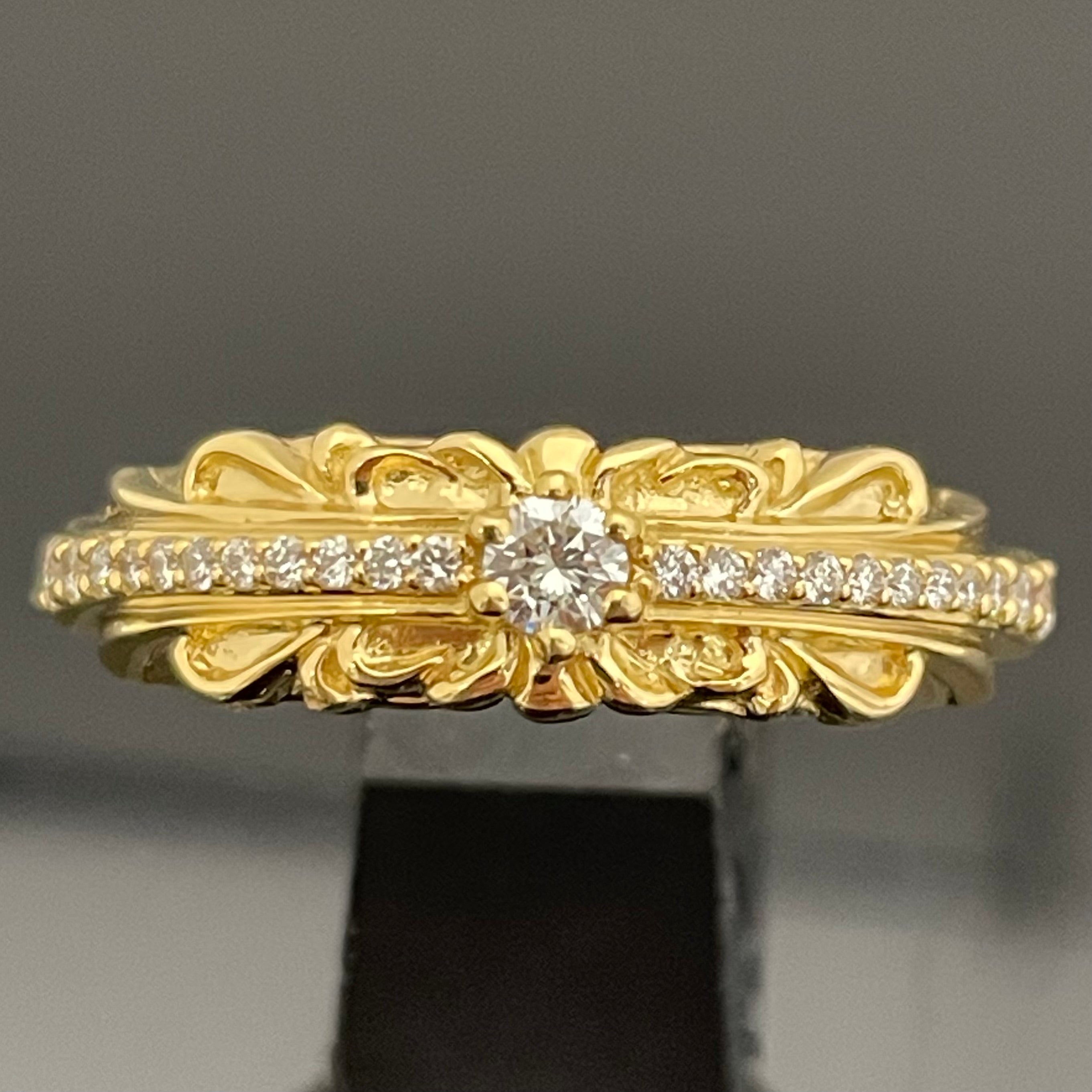 ゆきざき _REGALIA _イエローゴールド _ダイヤモンド リング_K18YG/D0.12ct FD0.18ct/#20号_ 中古品