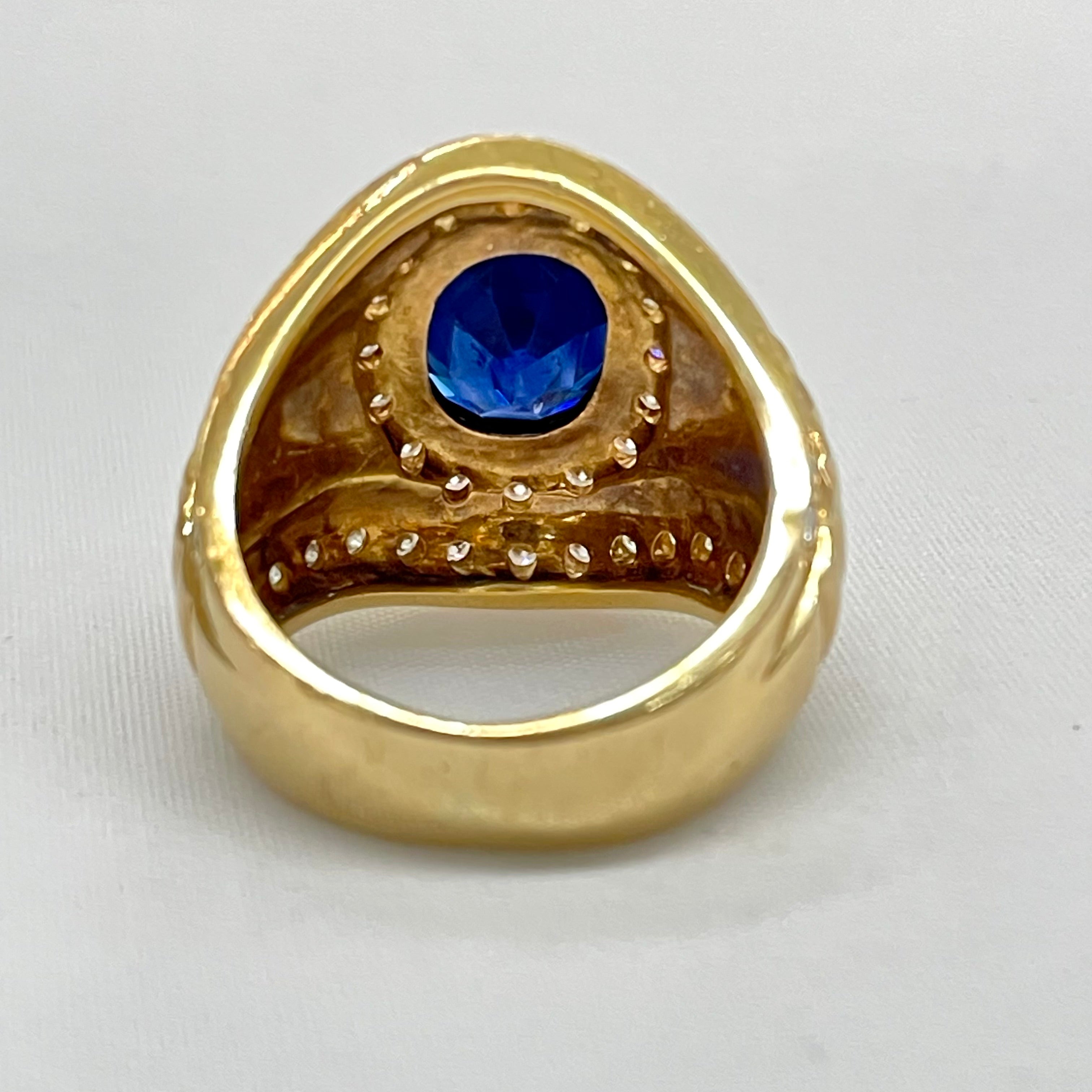 ノンブランド _K18サファイアリング _S6.65ct/FD1.24ct/22.2g/#17.5号_中古品