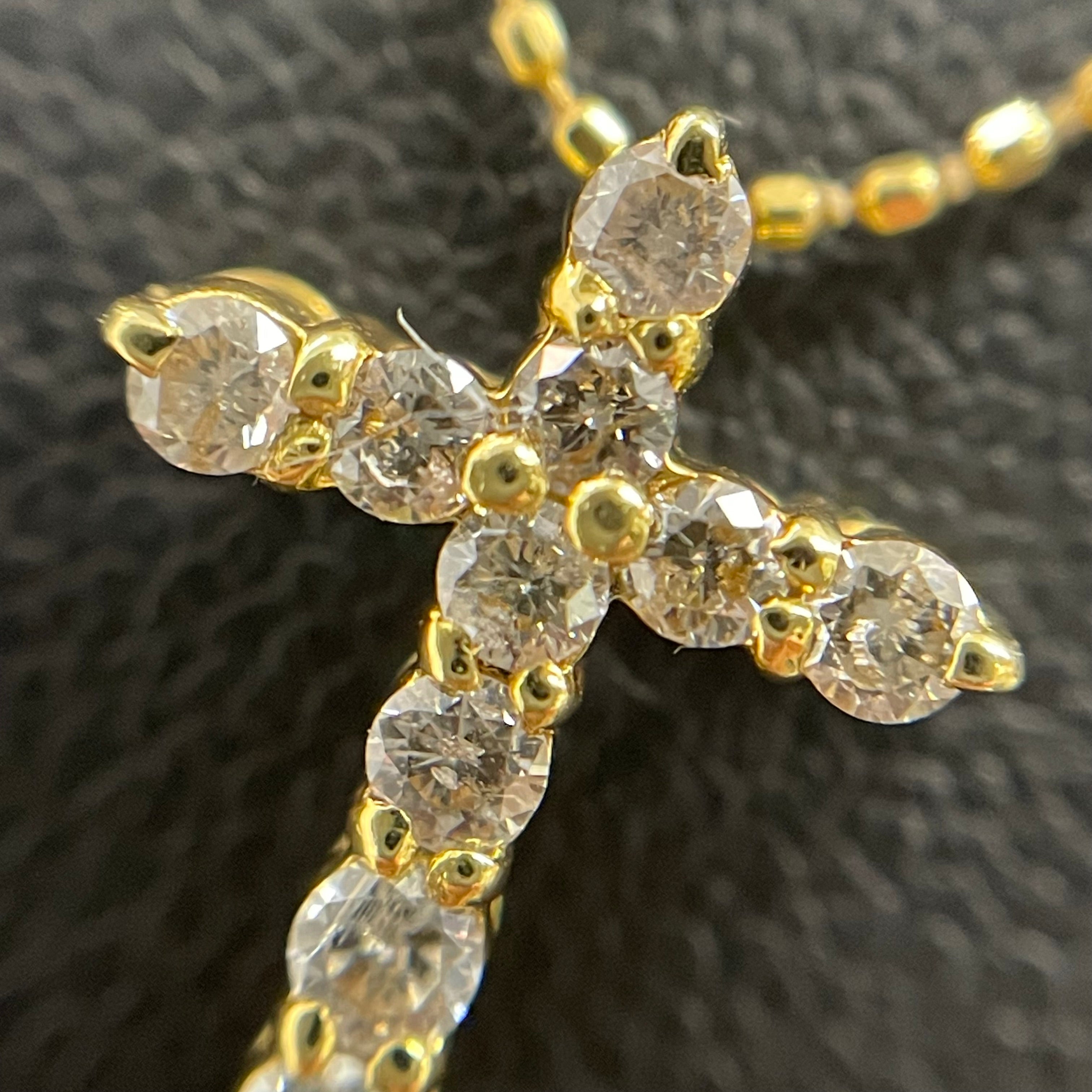 ノンブランド _K18ダイヤモンド _クロス2連ネックレス_FD0.3/0.2ct/3.8g _中古品