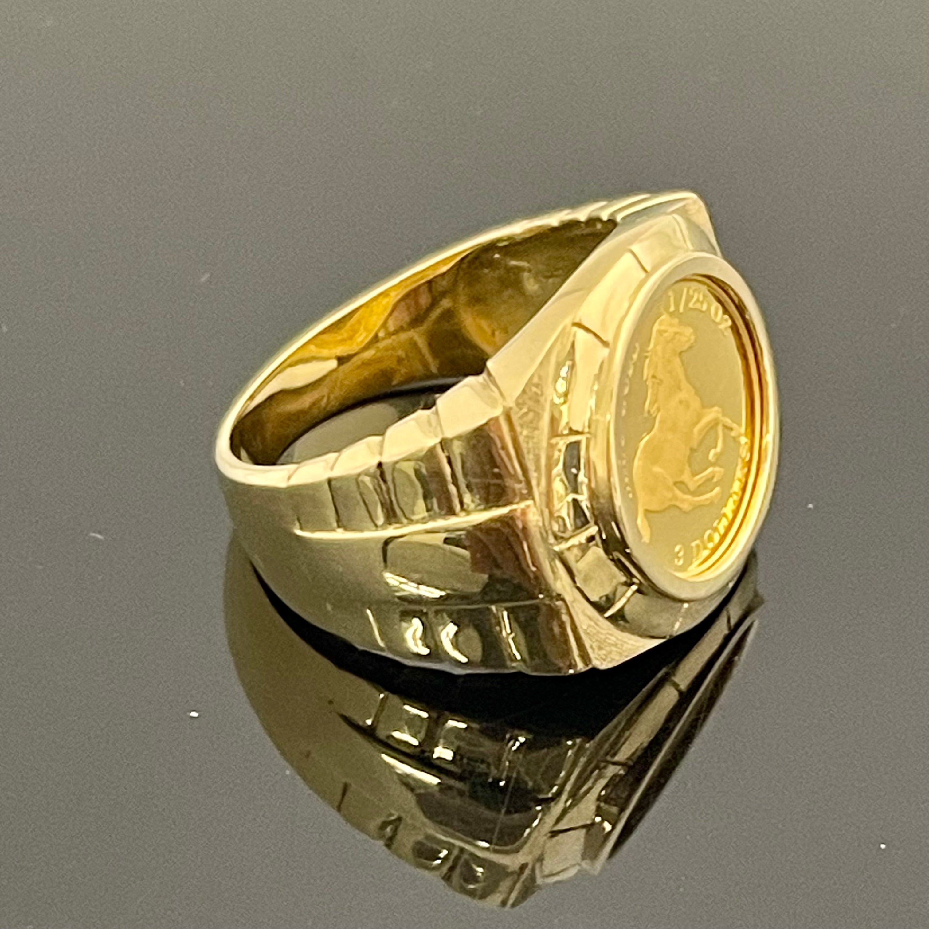 ノンブランド _純金1/25ozホースコイン_ K18枠リング11.7g/#20号_ 中古品