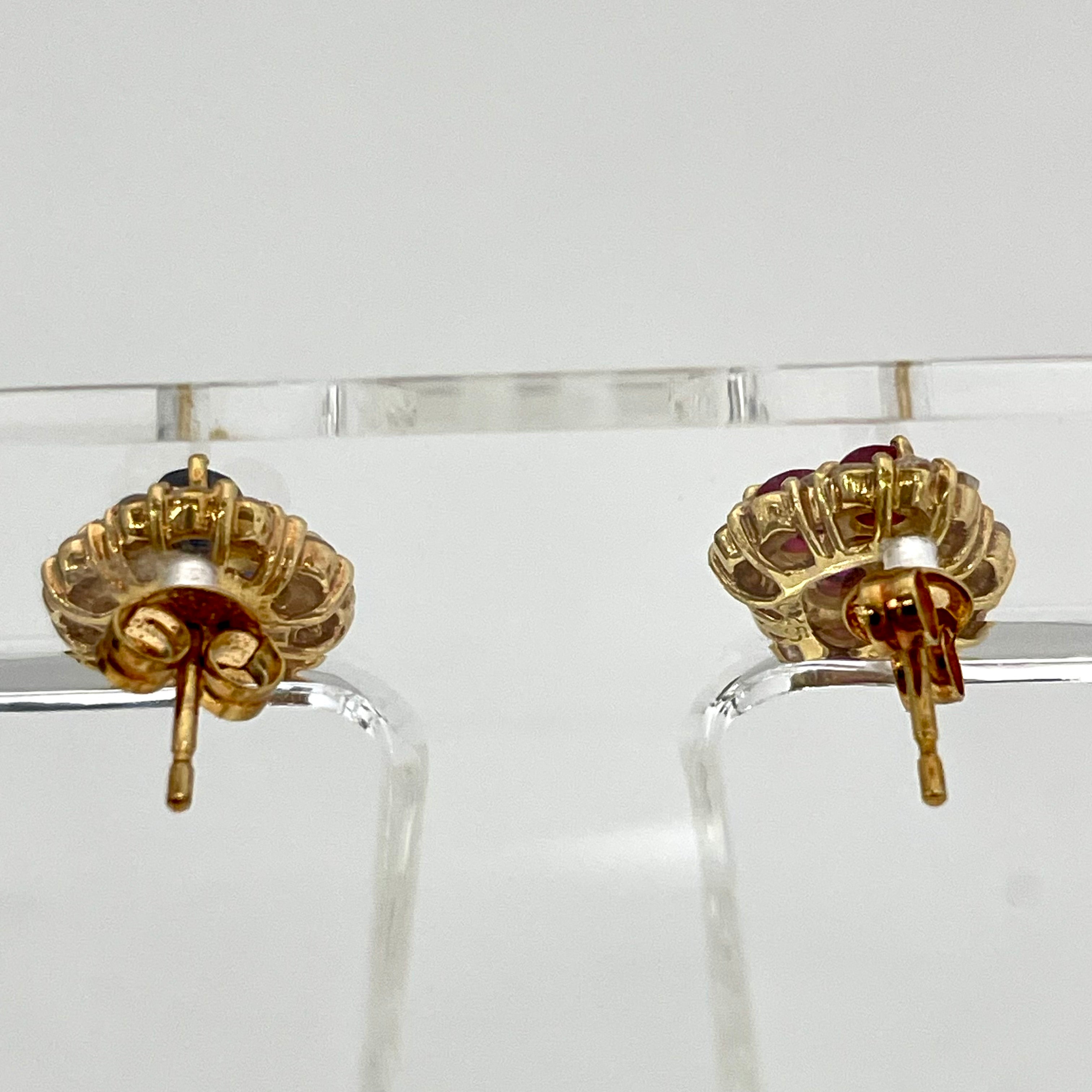 ノンブランド _K18色石ピアス _ルビー/サファイア/ダイヤ_ R0.25ct/S0.25ct_ 中古品