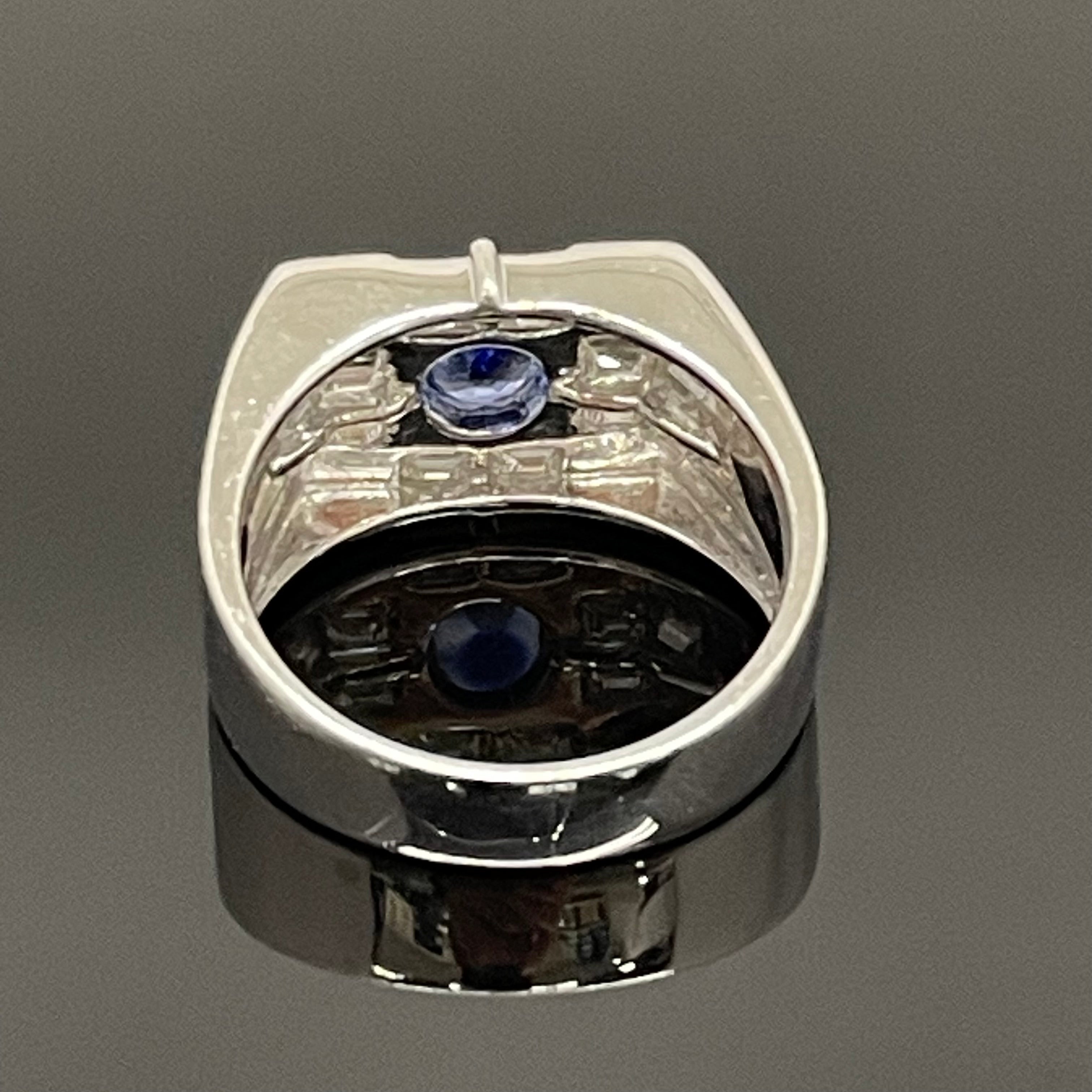 ノンブランド _サファイアリング _S1.01ct/FD1.35ct _Pt900:15.7g/#19号_ 中古品
