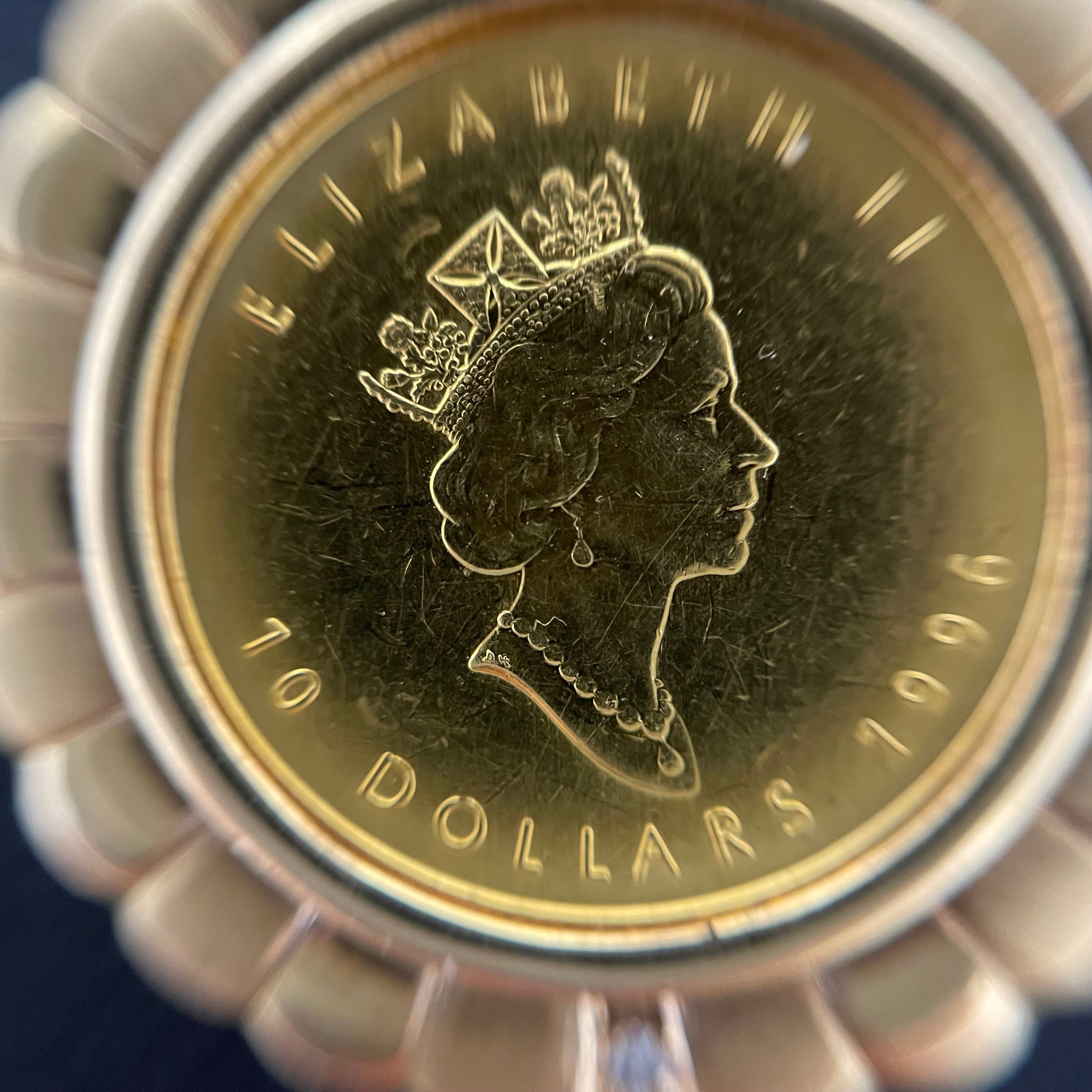 ノンブランド _メイプルリーフ1/4oz金貨_ペンダントネックレス_純金コイン/K18/60cm/総重量20.6g _中古品