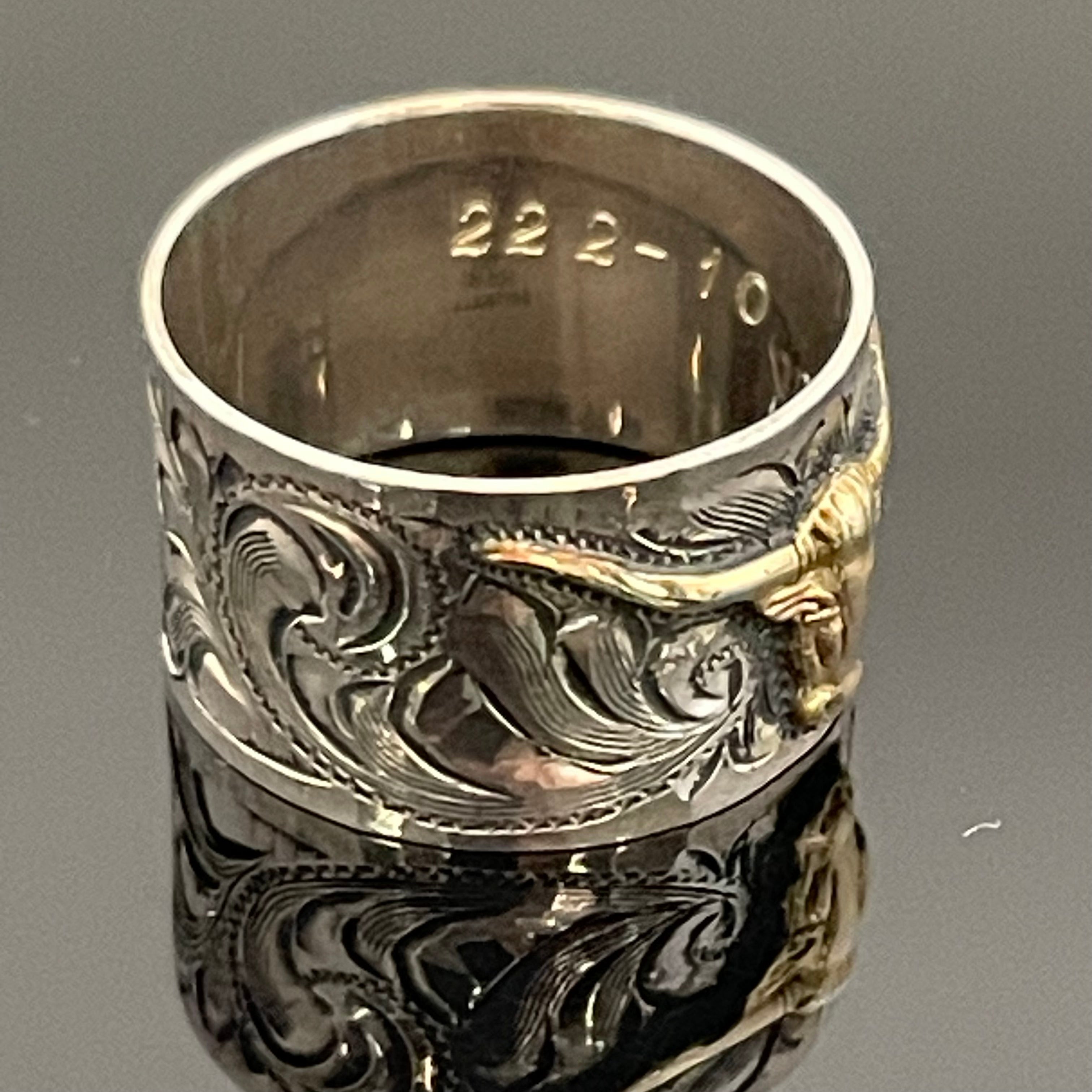 VOGT_(ボグト)_スターリングシルバー/14K _ロングホーンリング_5.7g/#21号 _中古品