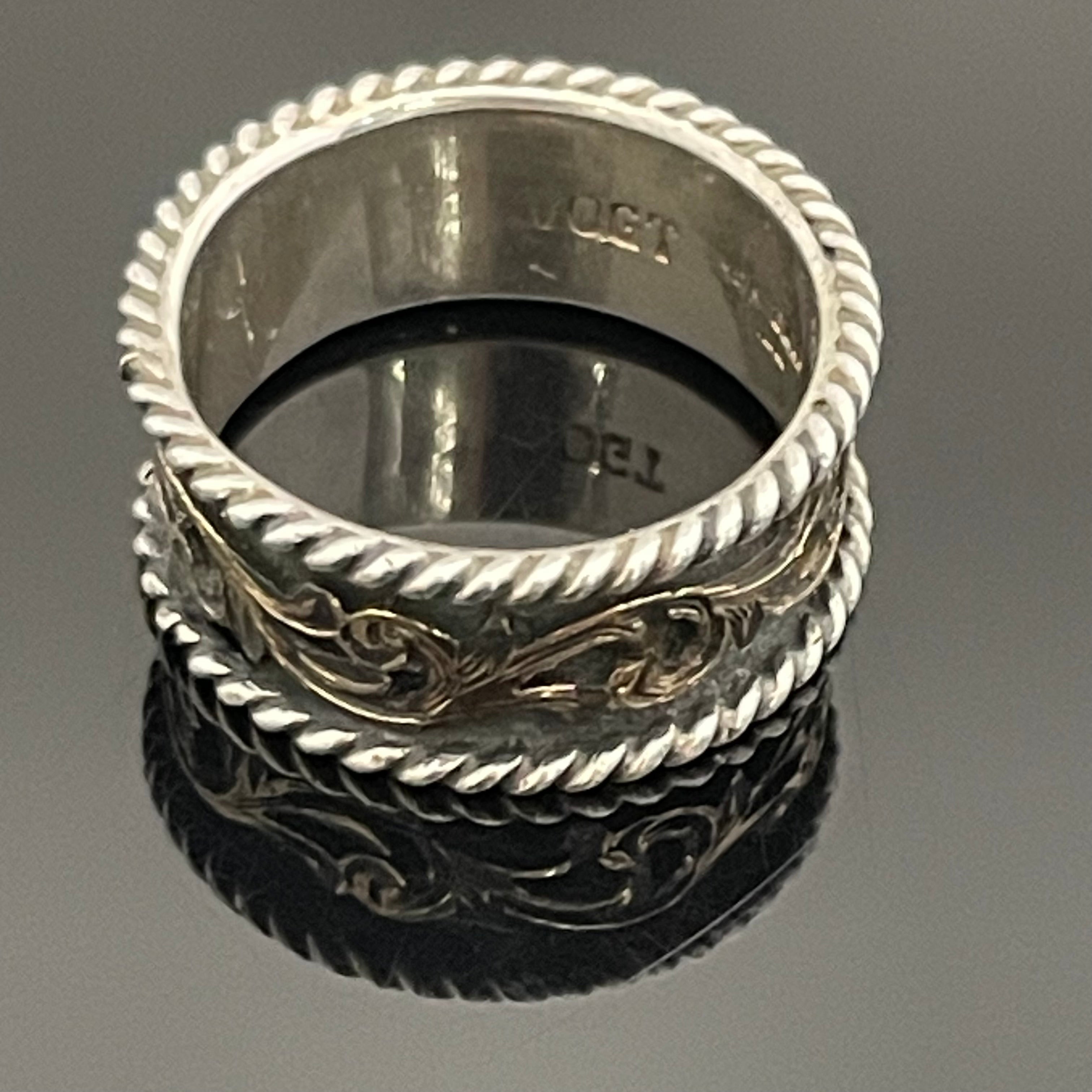 VOGT_(ボグト)_スターリングシルバー/14K _ GOLD FILL SCROLL RING_5.8g/#17号 _中古品