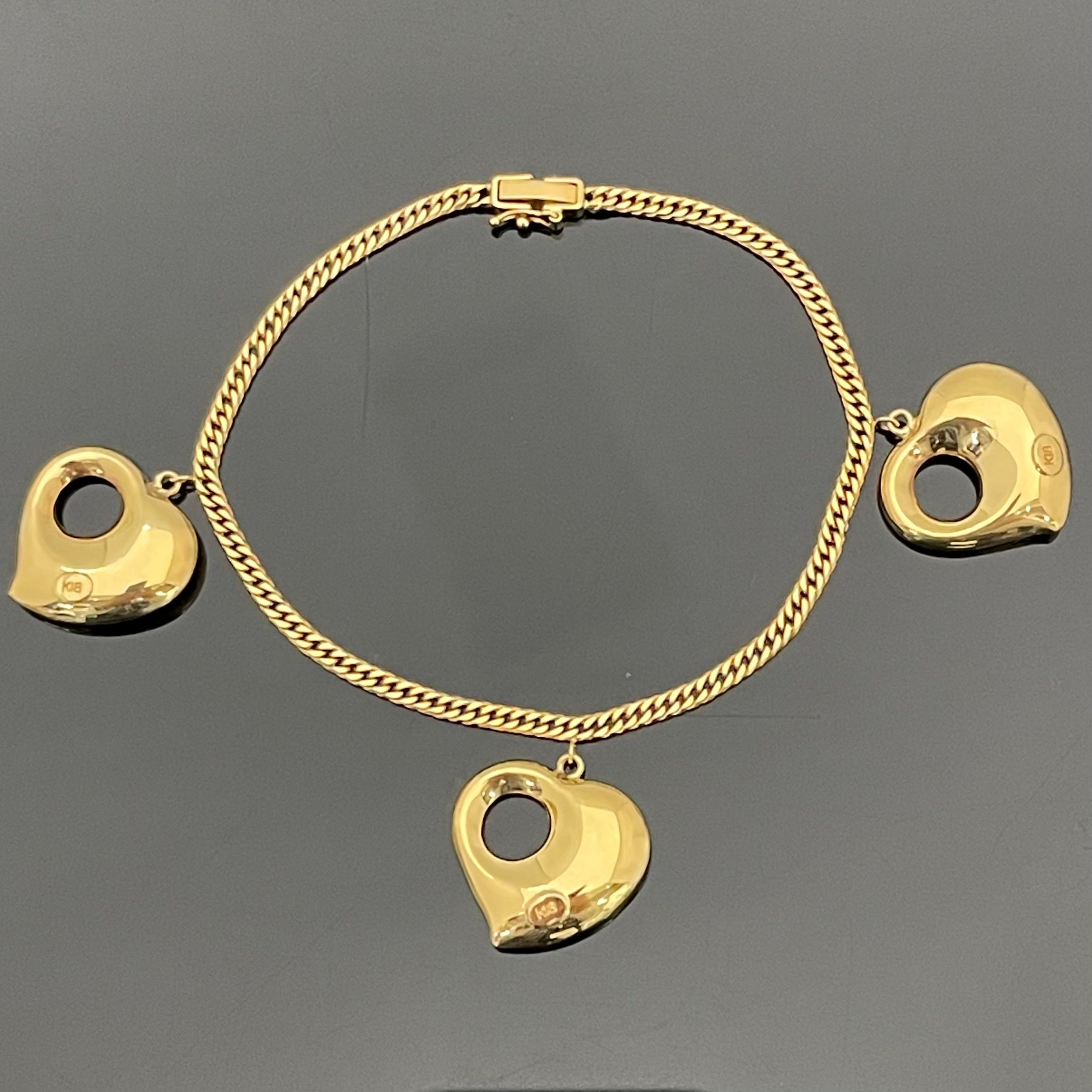 ノンブランド _K18/8.8g/17.5cm_ W6面カット ブレスレット_(ハートチャーム付き)_中古品