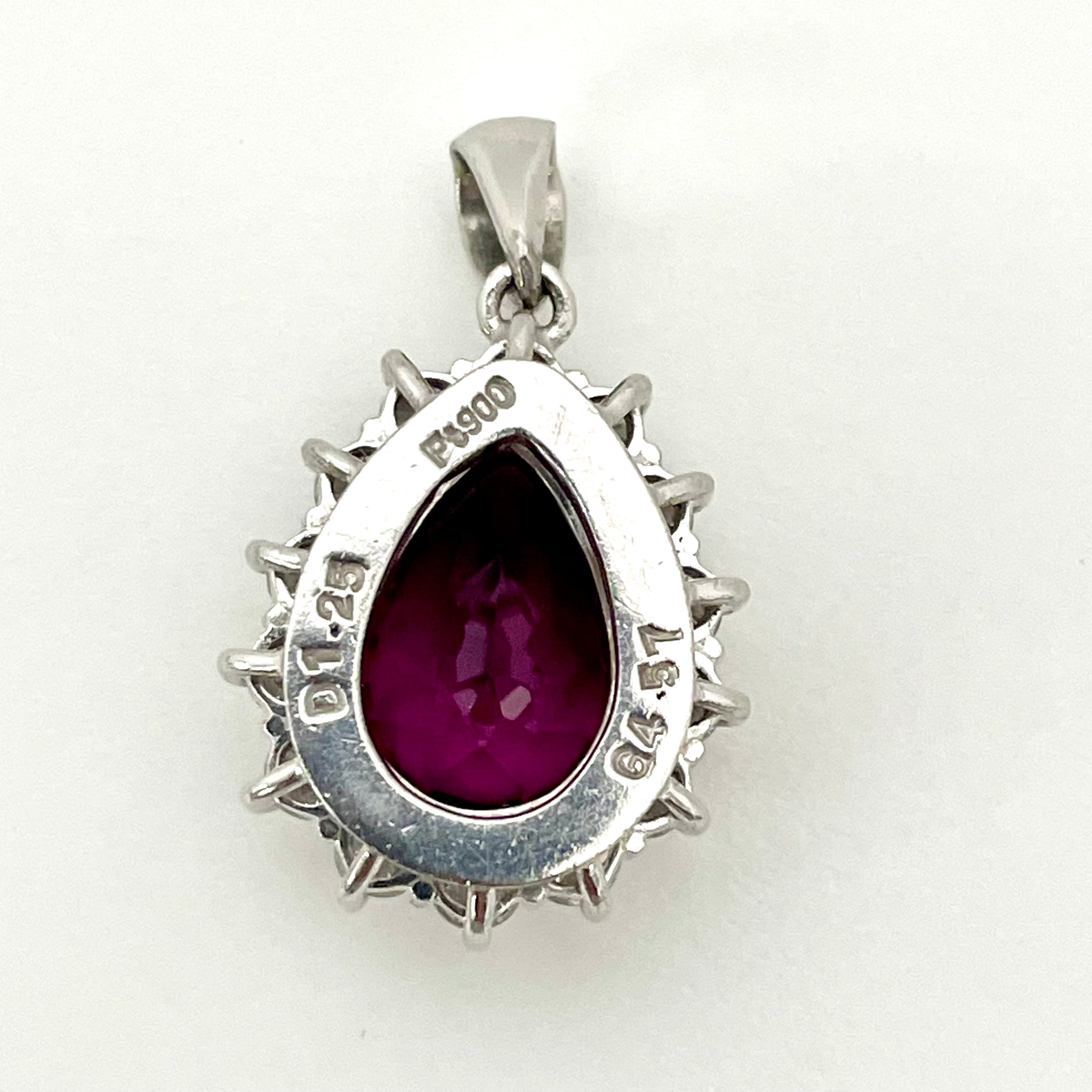 【送料無料】_ ノンブランド _Pt900/6.7g_ガーネットペンダントトップ_6.7g/G4.57ct/FD1.25ct_ 中古品