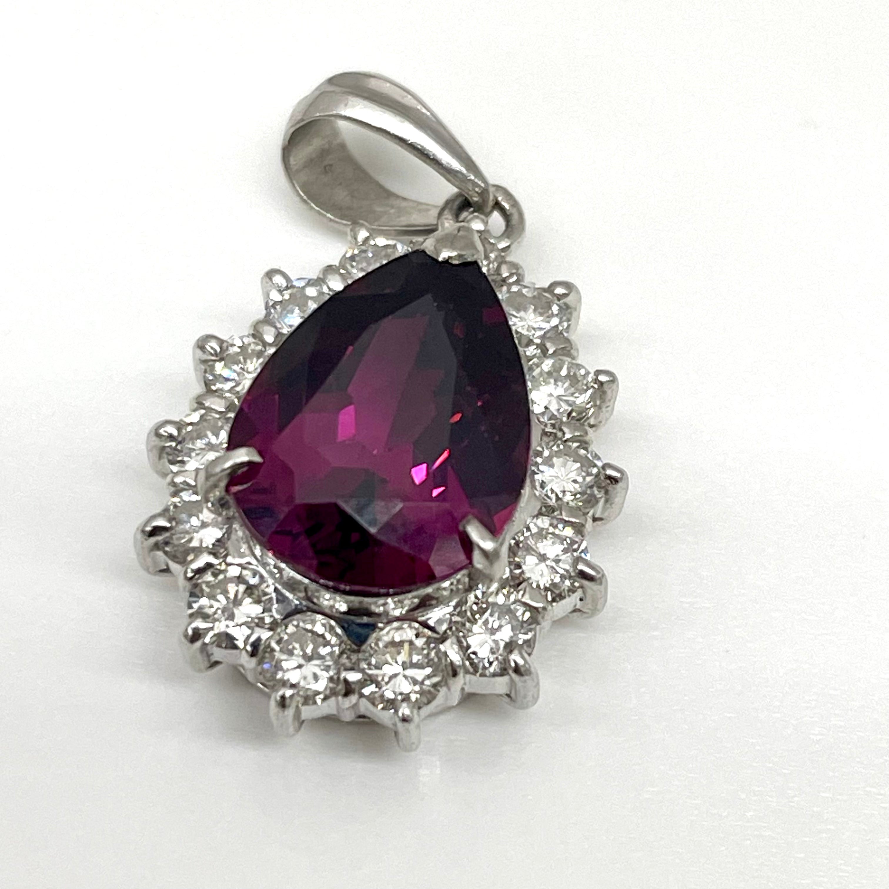 【送料無料】_ ノンブランド _Pt900/6.7g_ガーネットペンダントトップ_6.7g/G4.57ct/FD1.25ct_ 中古品