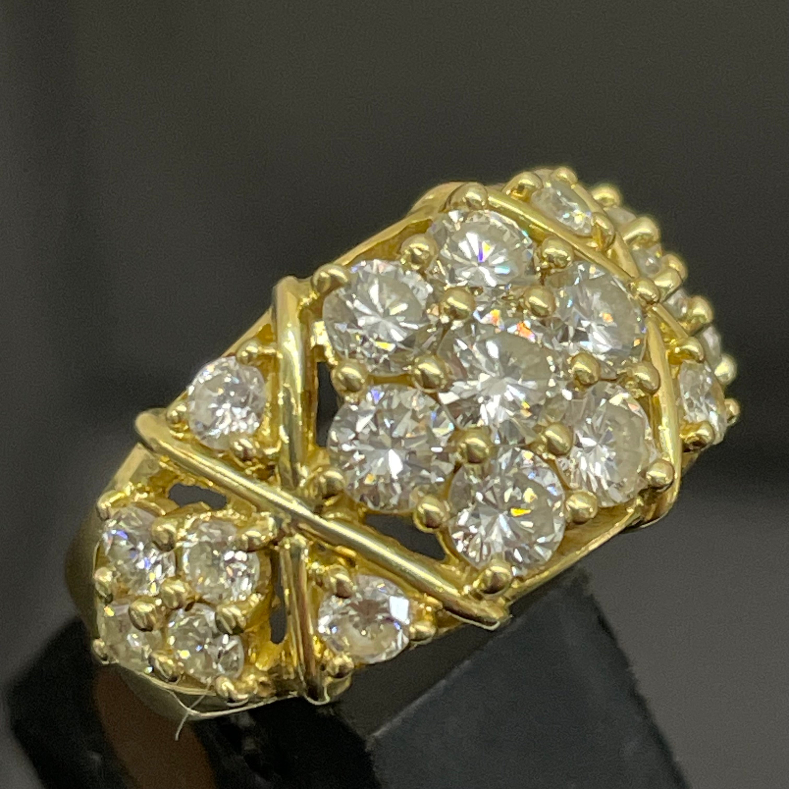 【送料無料】_ ノンブランド_K18ダイヤモンドリング_ FD1.9ct/6.7g/#9_ 中古品